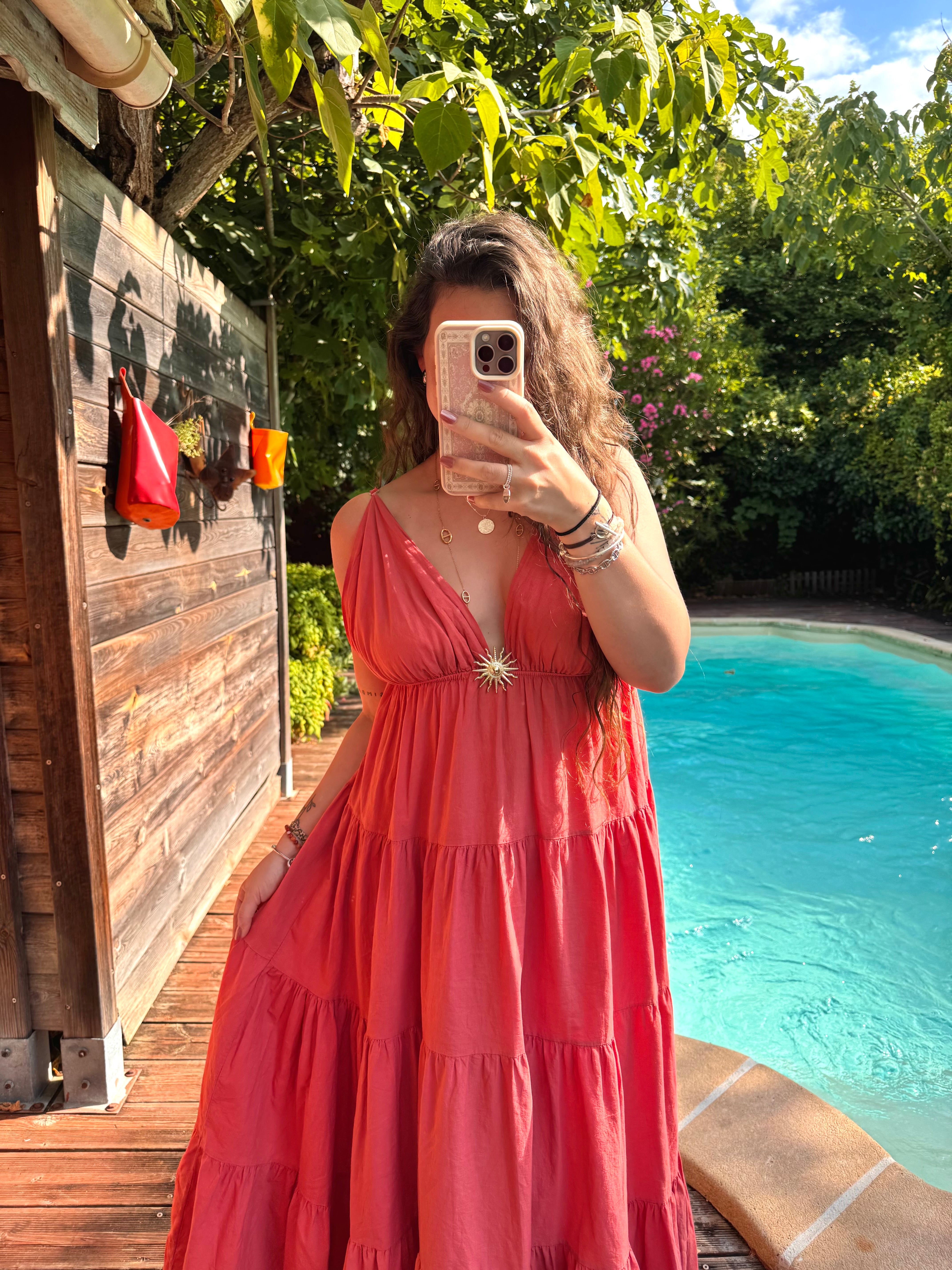 ROBE SOLEIL LONGUE CORAIL
