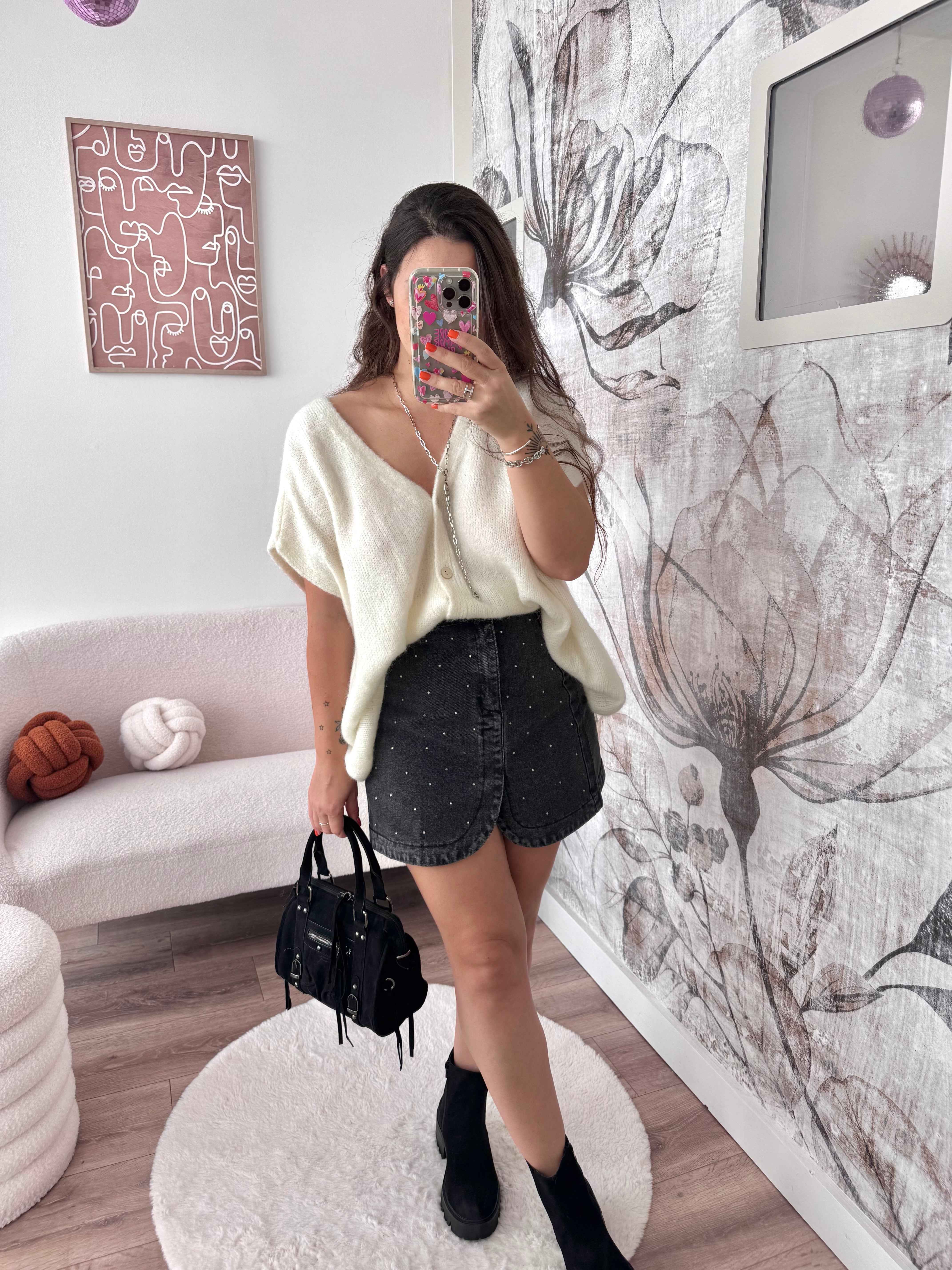 JUPE EN JEANS STRASS