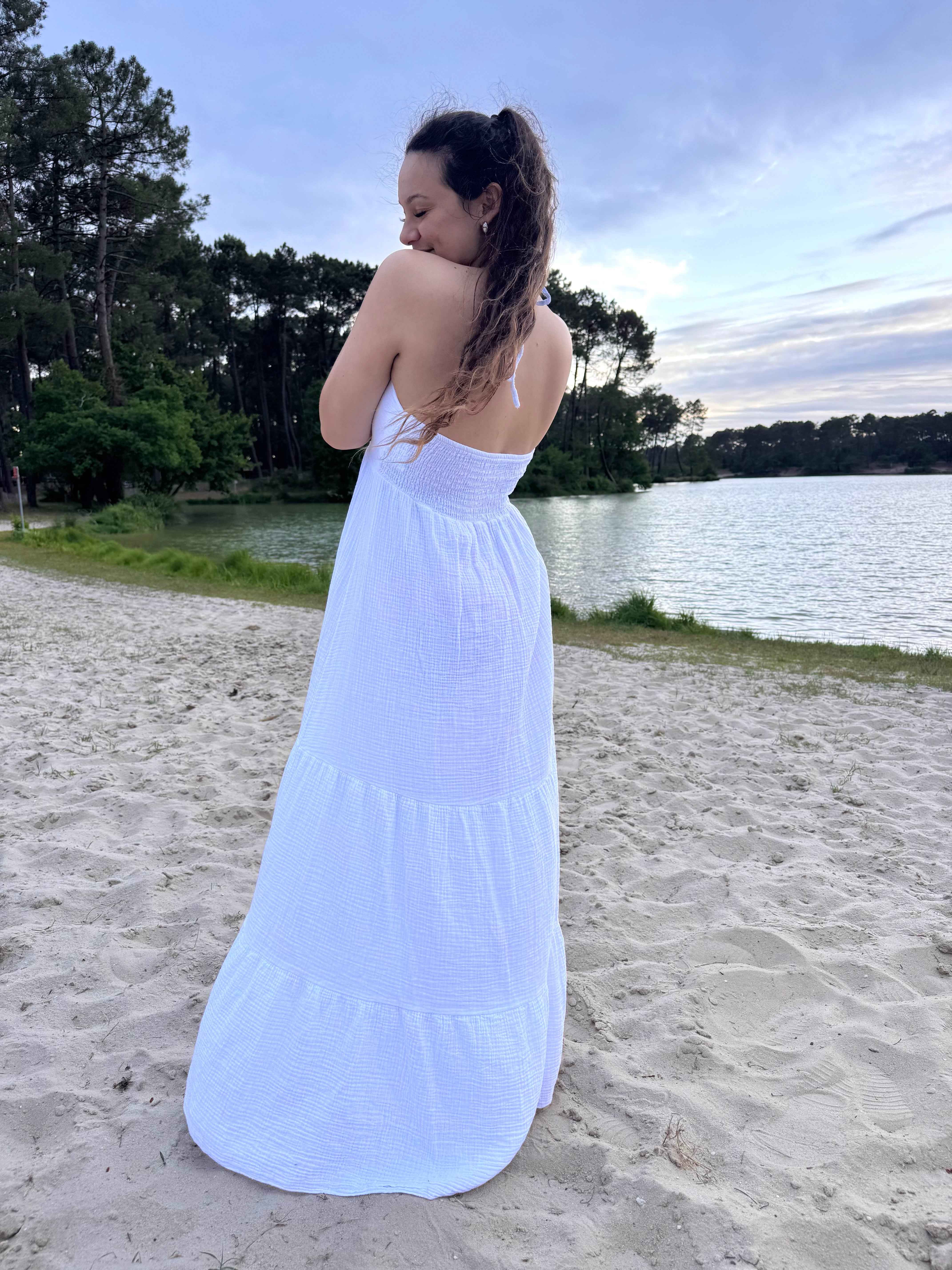 ROBE SOLEIL GAZE DE COTON BLANCHE