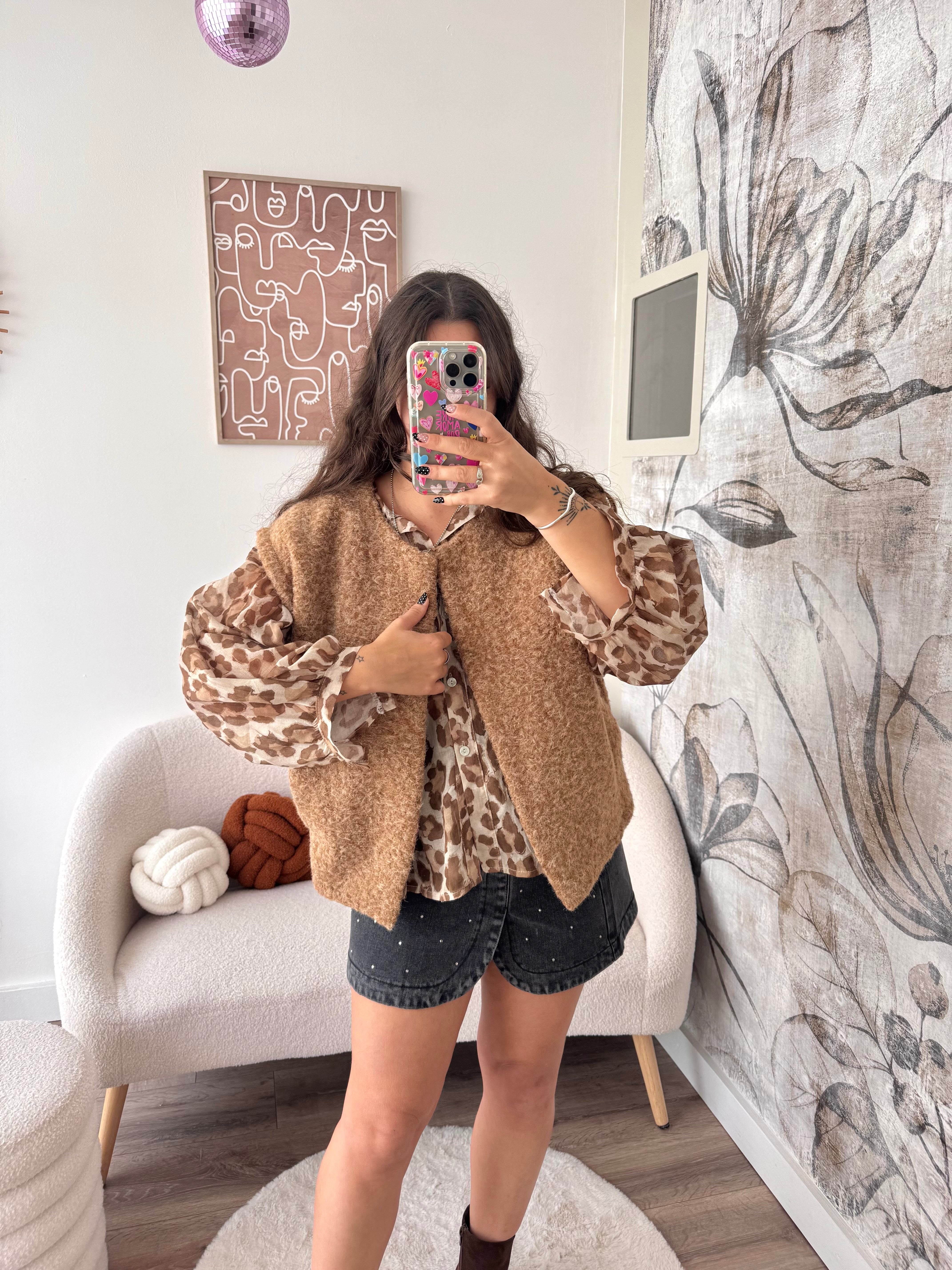 VESTE SANS MANCHE CAMEL