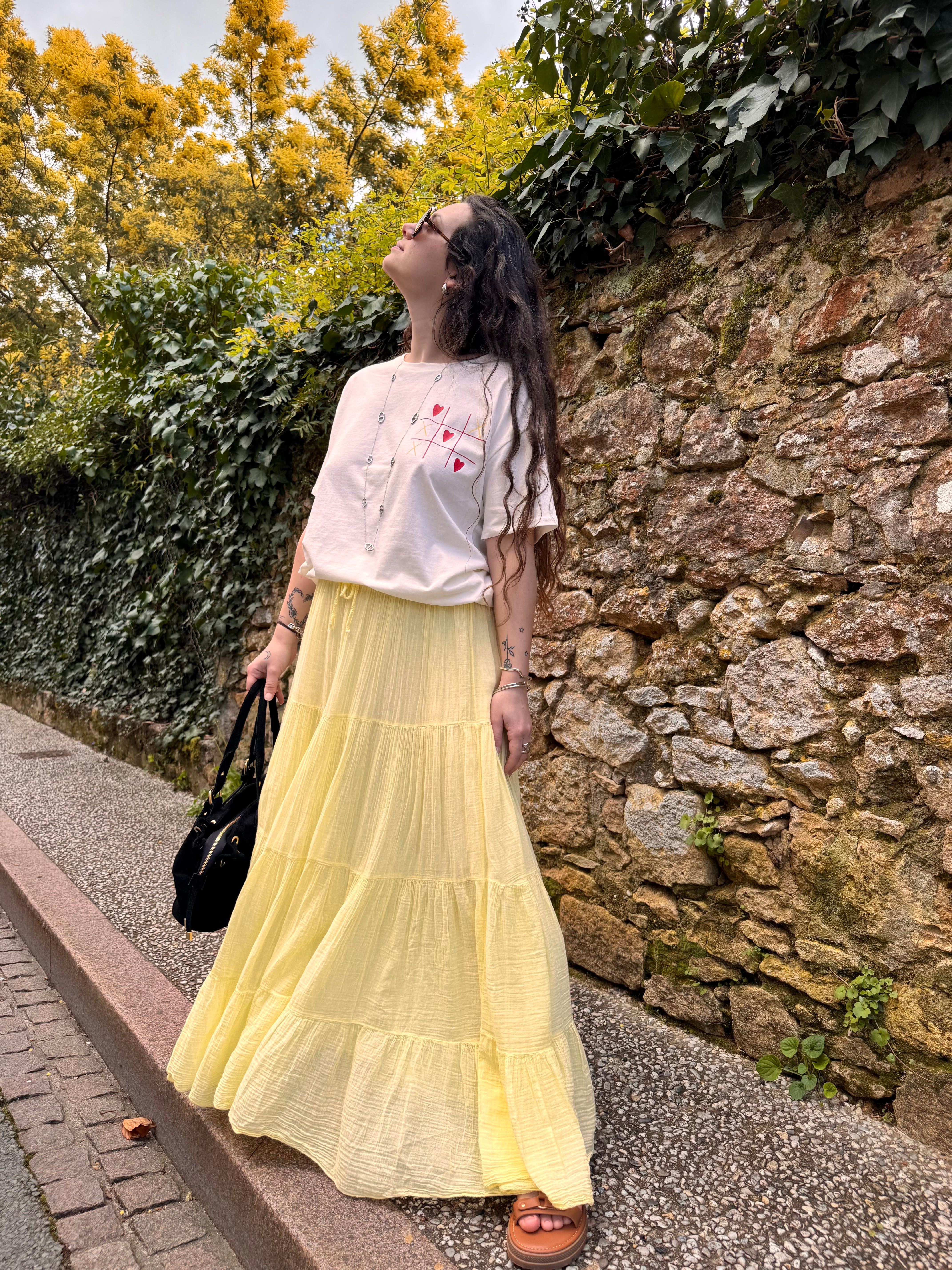 JUPE GAZE DE COTON JAUNE