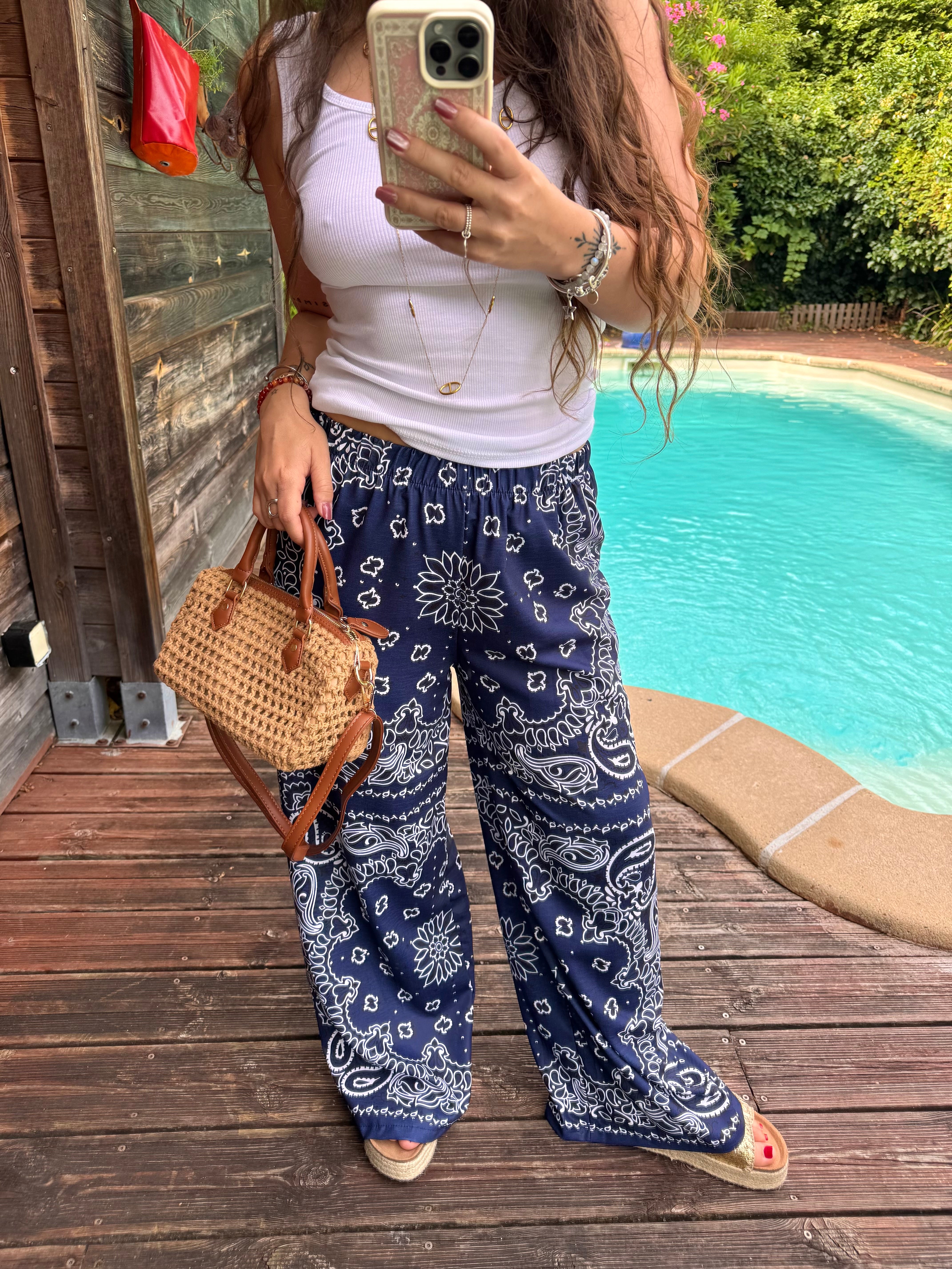 PANTALON BANDANA BLEU MARINE