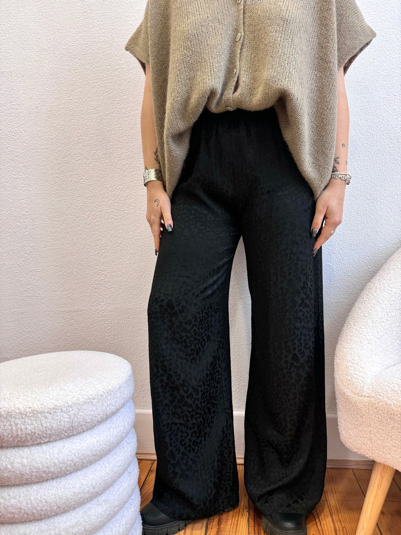 PANTALON FLUIDE NOIRE LÉOPARD