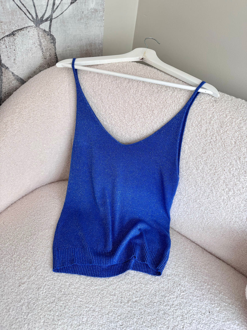 TOP BLEU À PAILLETTES