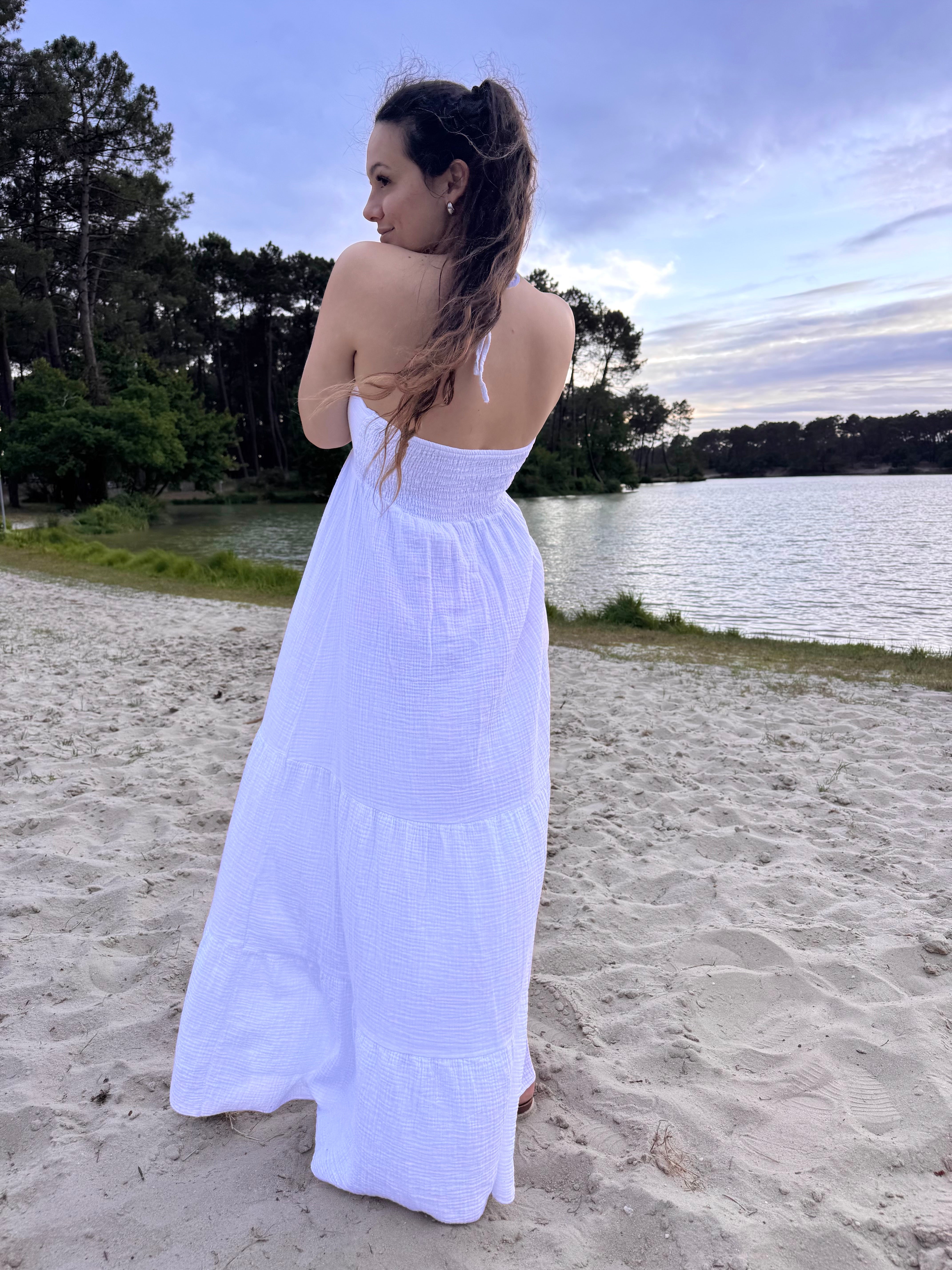 ROBE SOLEIL GAZE DE COTON BLANCHE