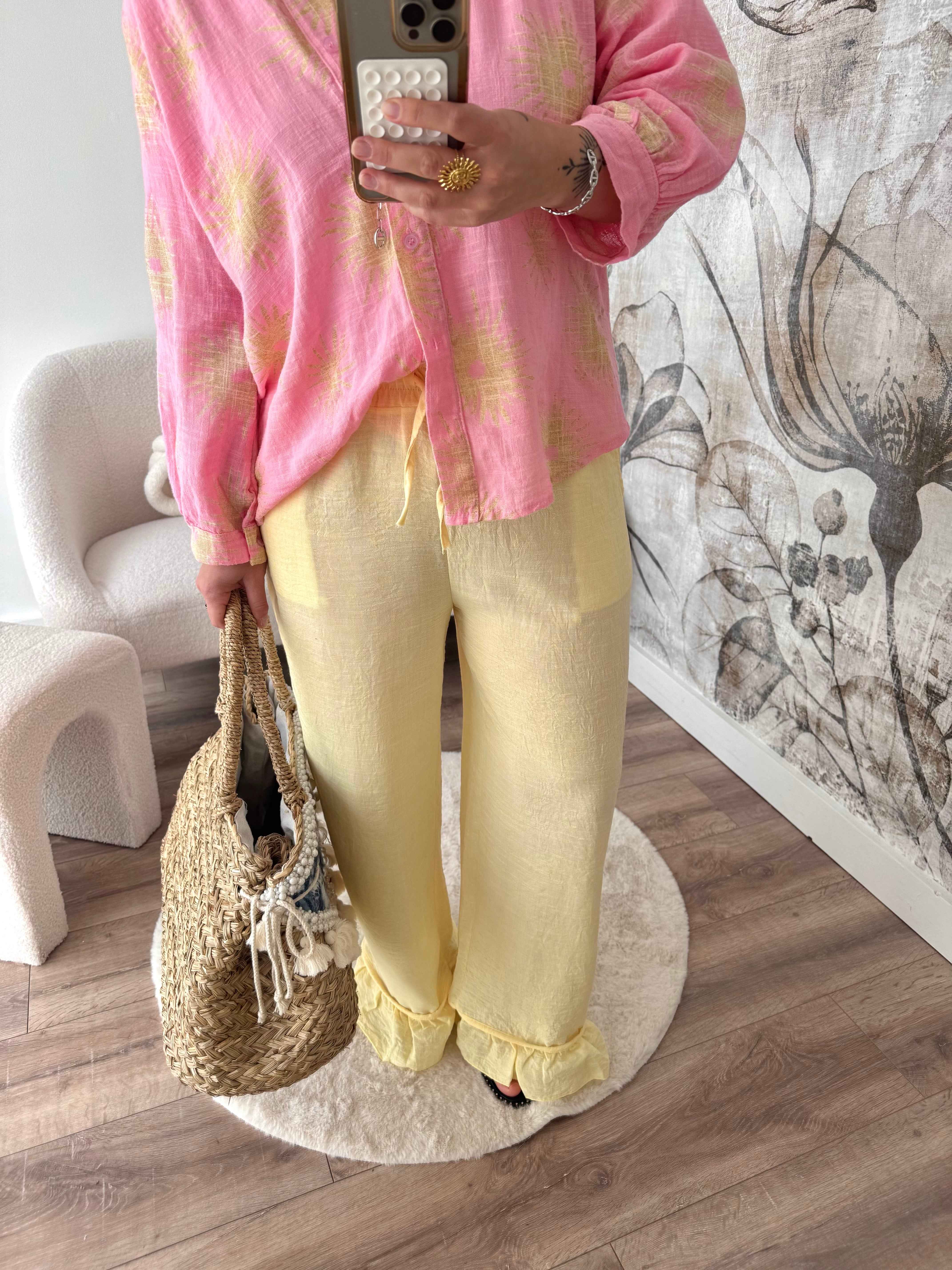 PANTALON FLUIDE JAUNE