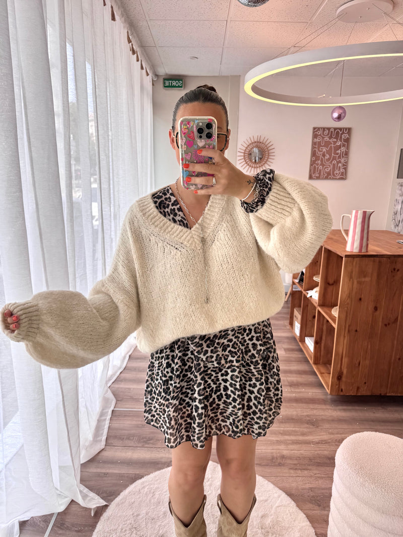PULL FLUFFY MOHAIR BLANC CRÈME ( expédition fin de semaine )