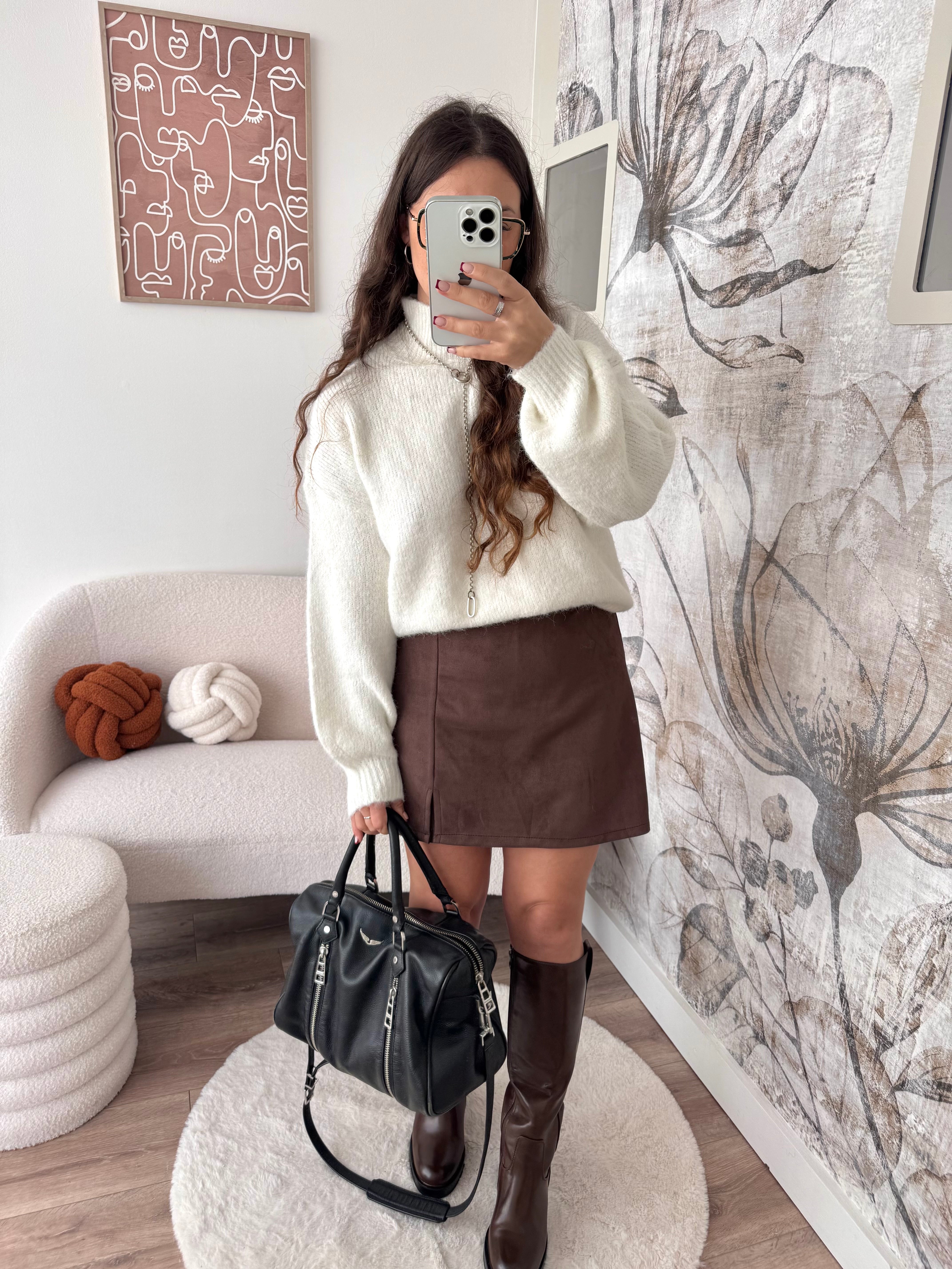 JUPE/SHORT MARRON