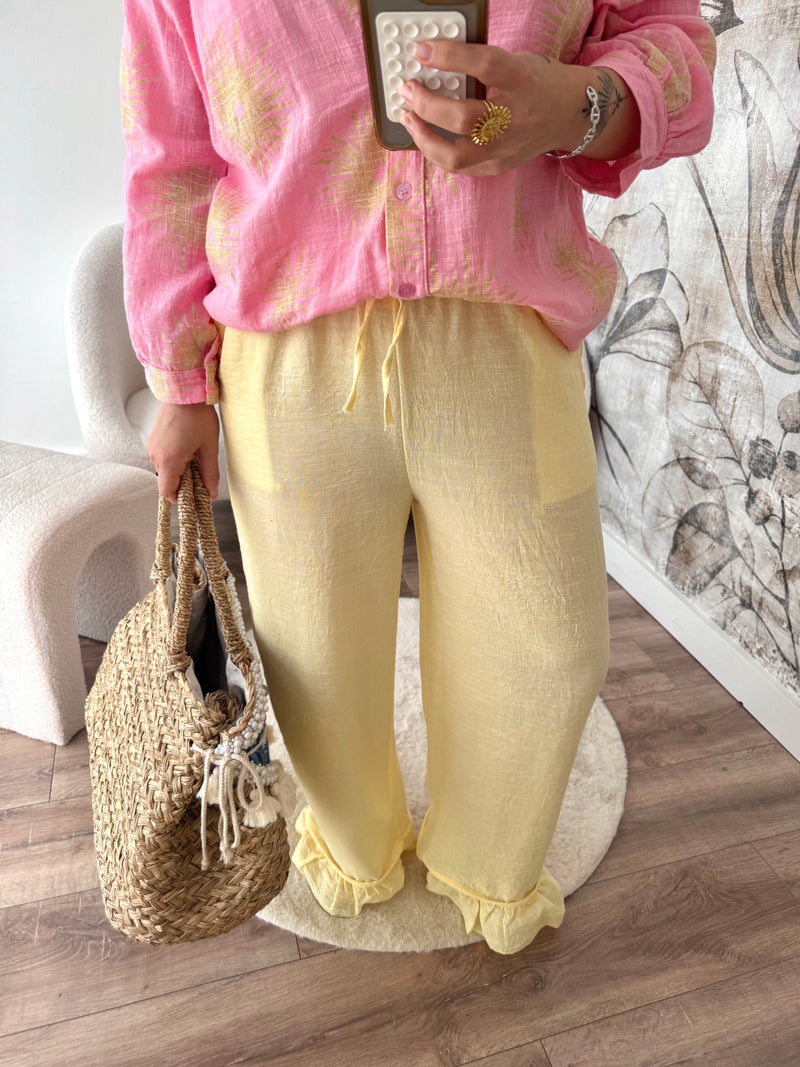 PANTALON FLUIDE JAUNE