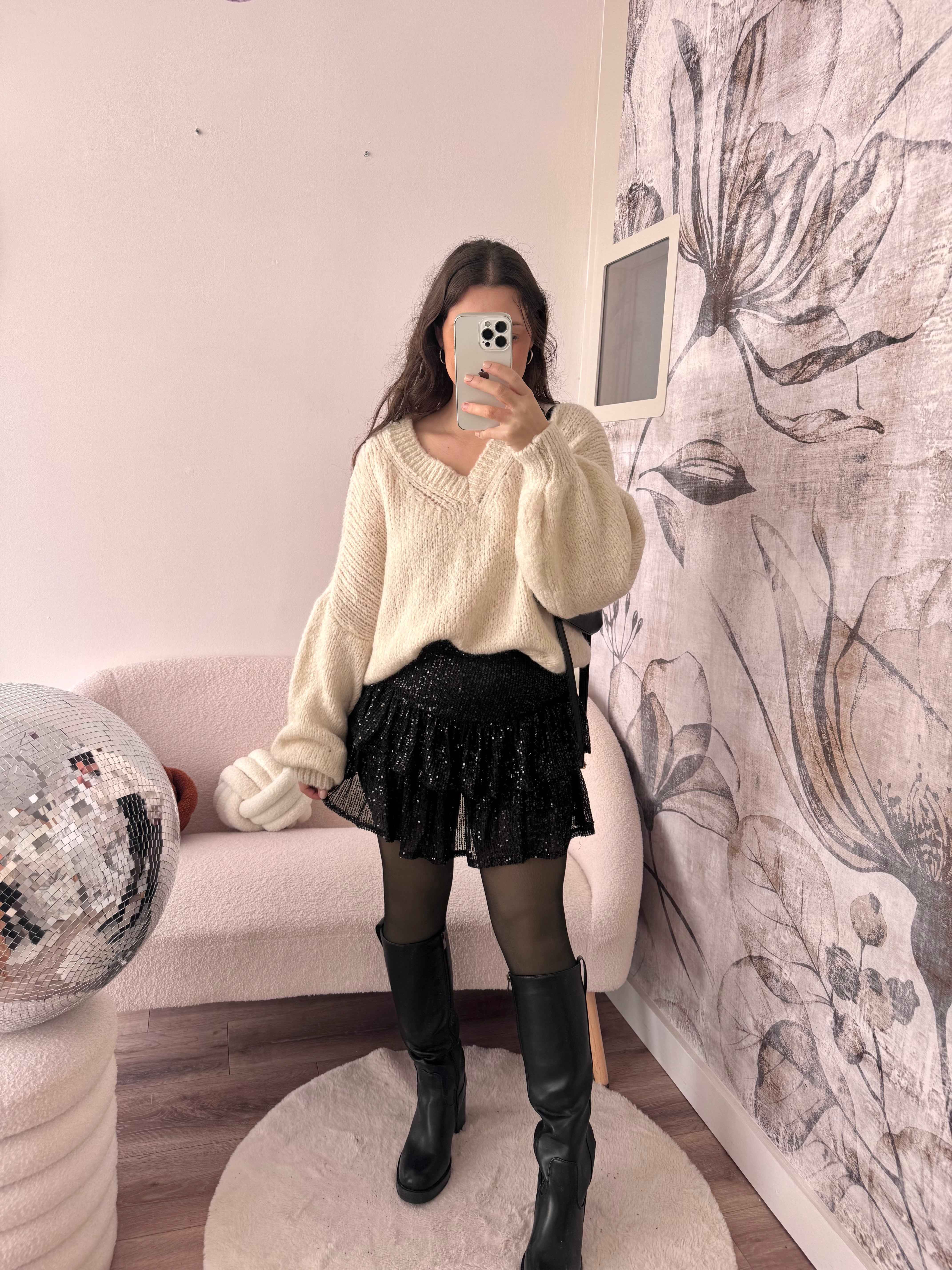 JUPE/SHORT À PAILLETTES NOIRE