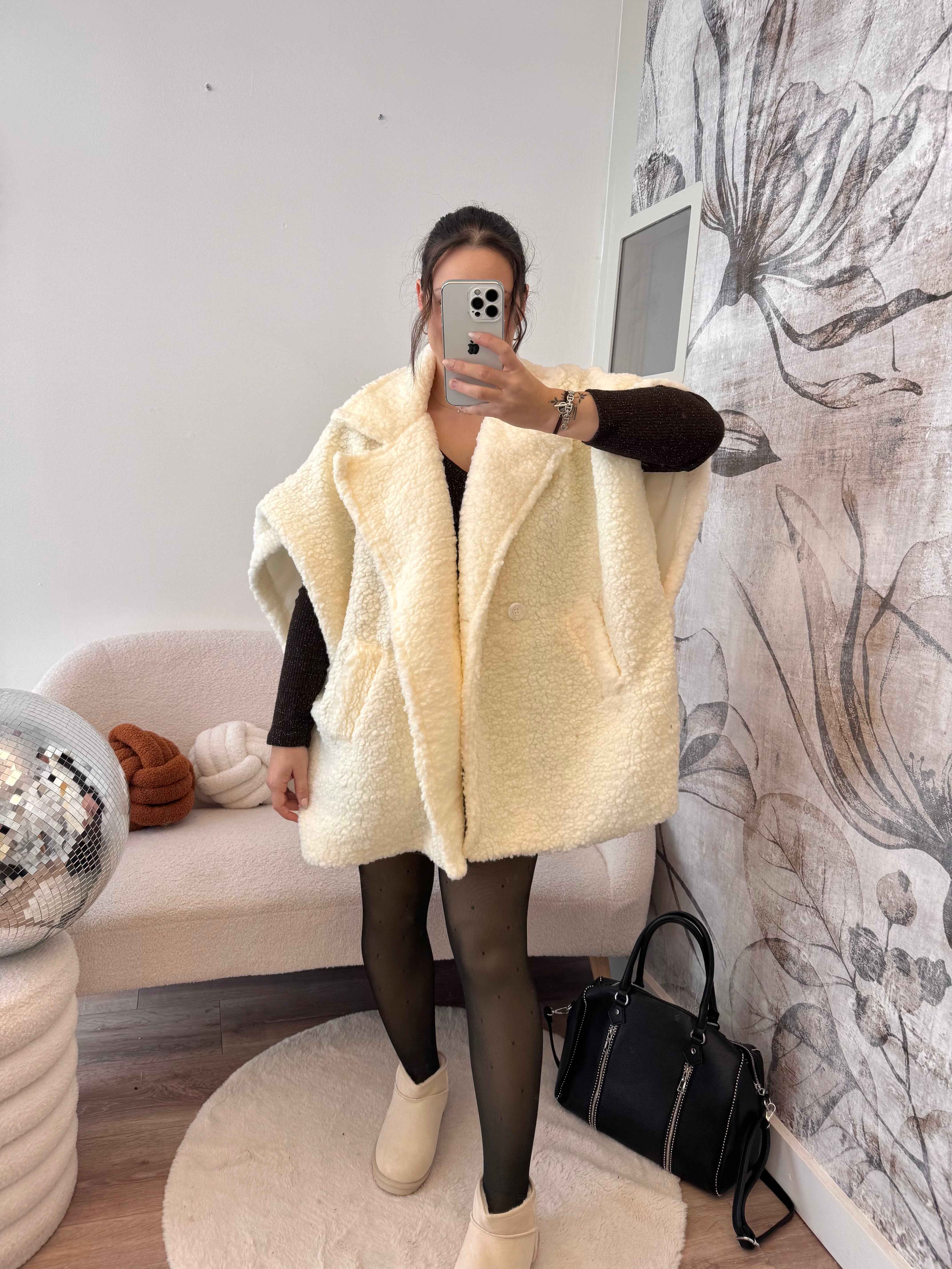 GILET MOUMOUTE SANS MANCHE BEIGE