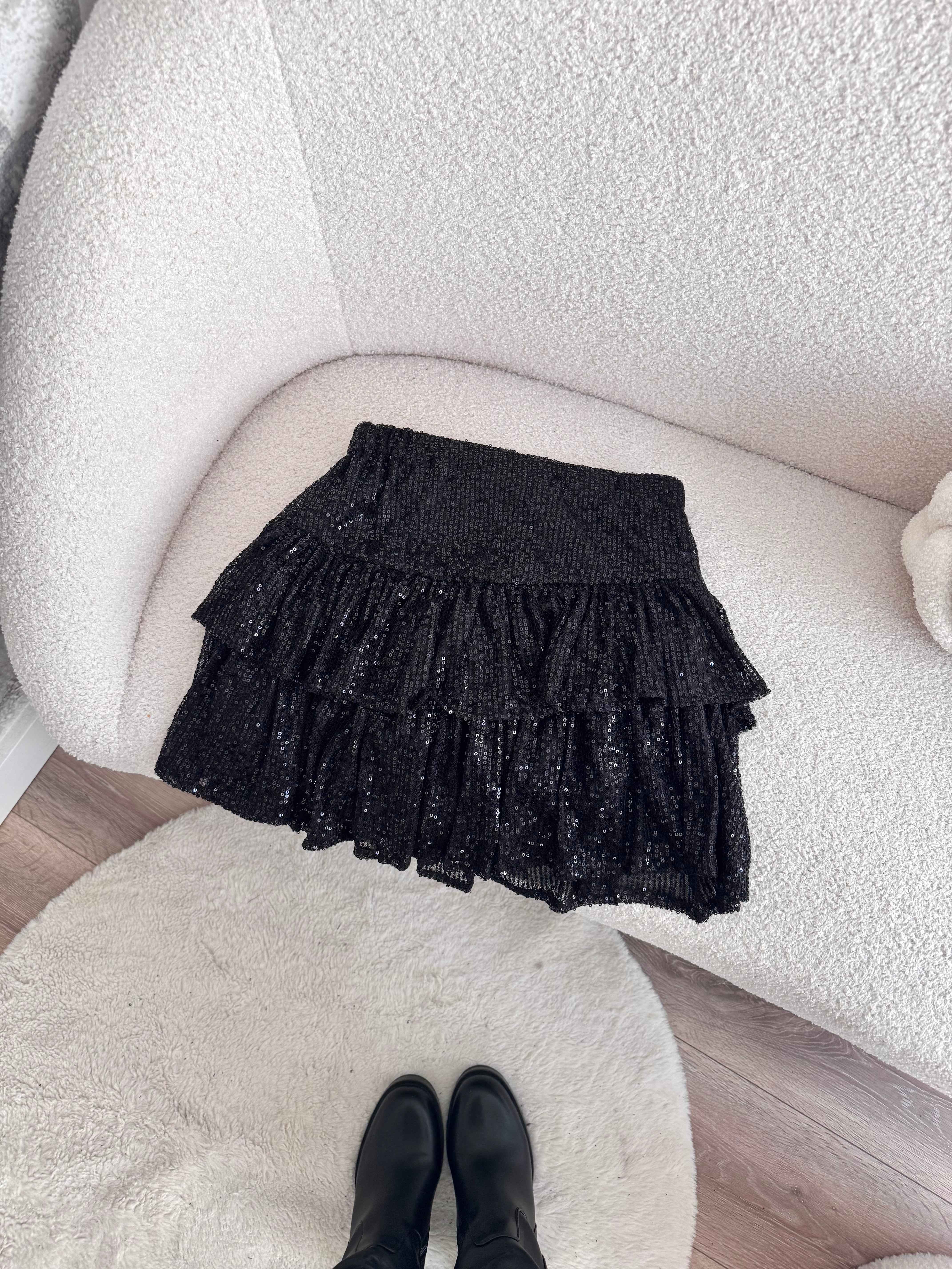 JUPE/SHORT À PAILLETTES NOIRE