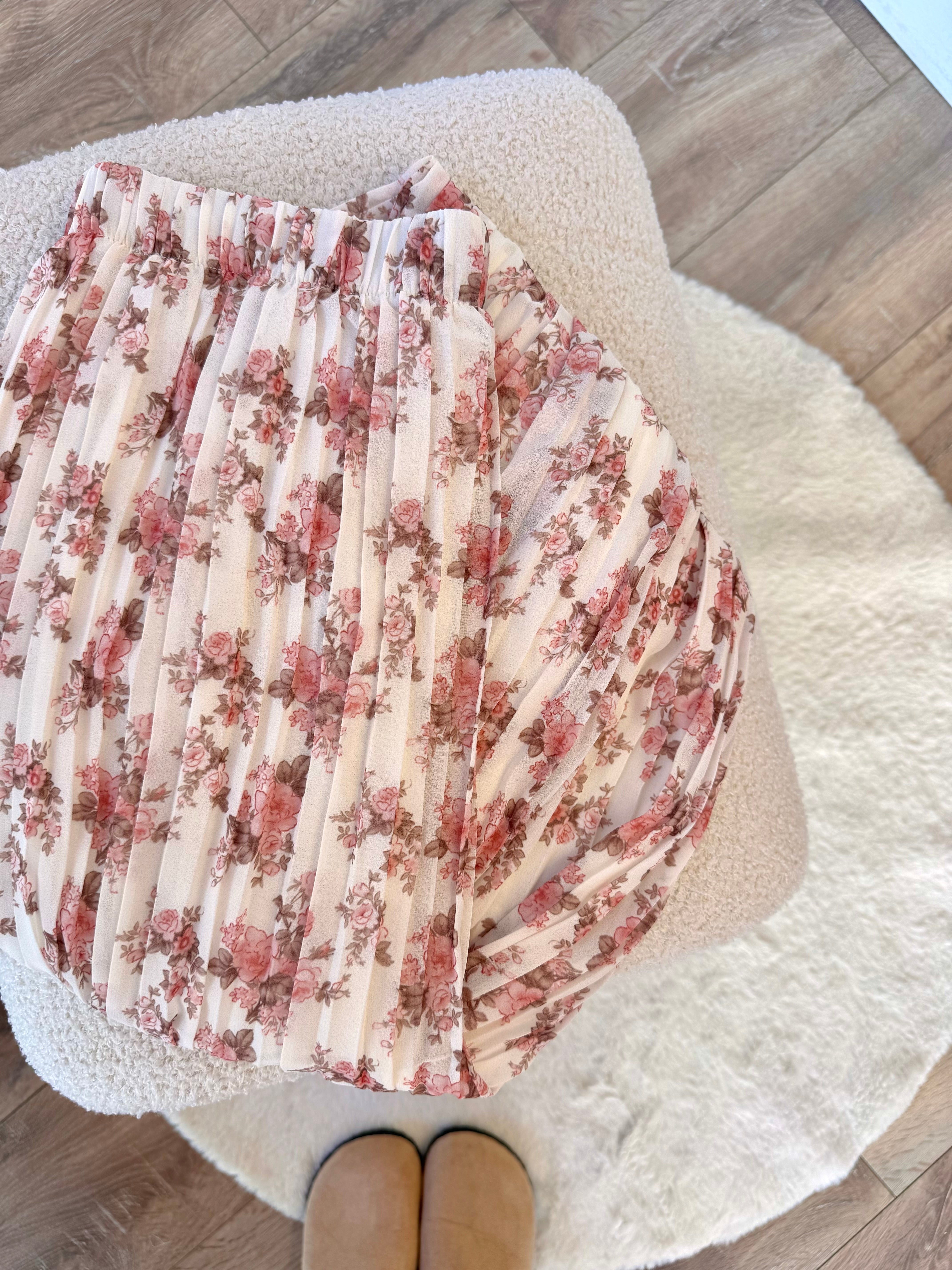 PANTALON LOLA FLEURIE ROSE CLAIR