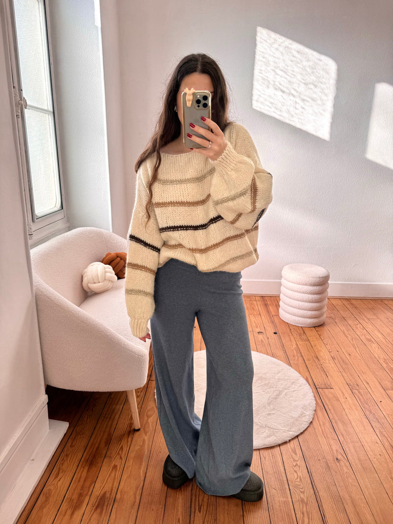 PANTALON EN MAILLE BLEU
