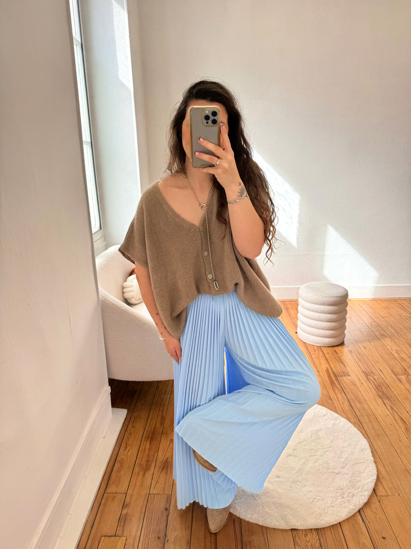PANTALON AMPLE BLEU CIEL