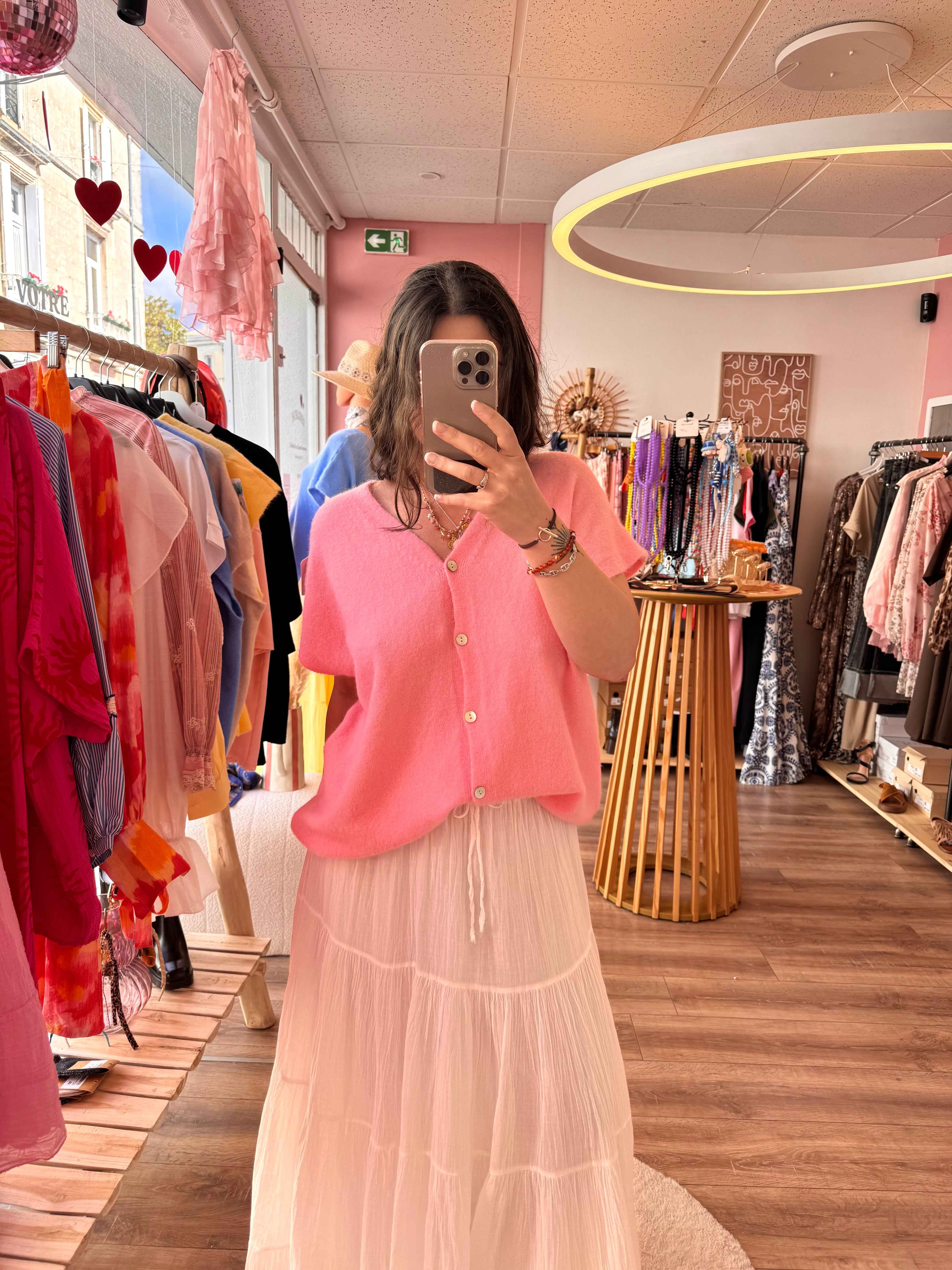 GILET SANS MANCHE ROSE
