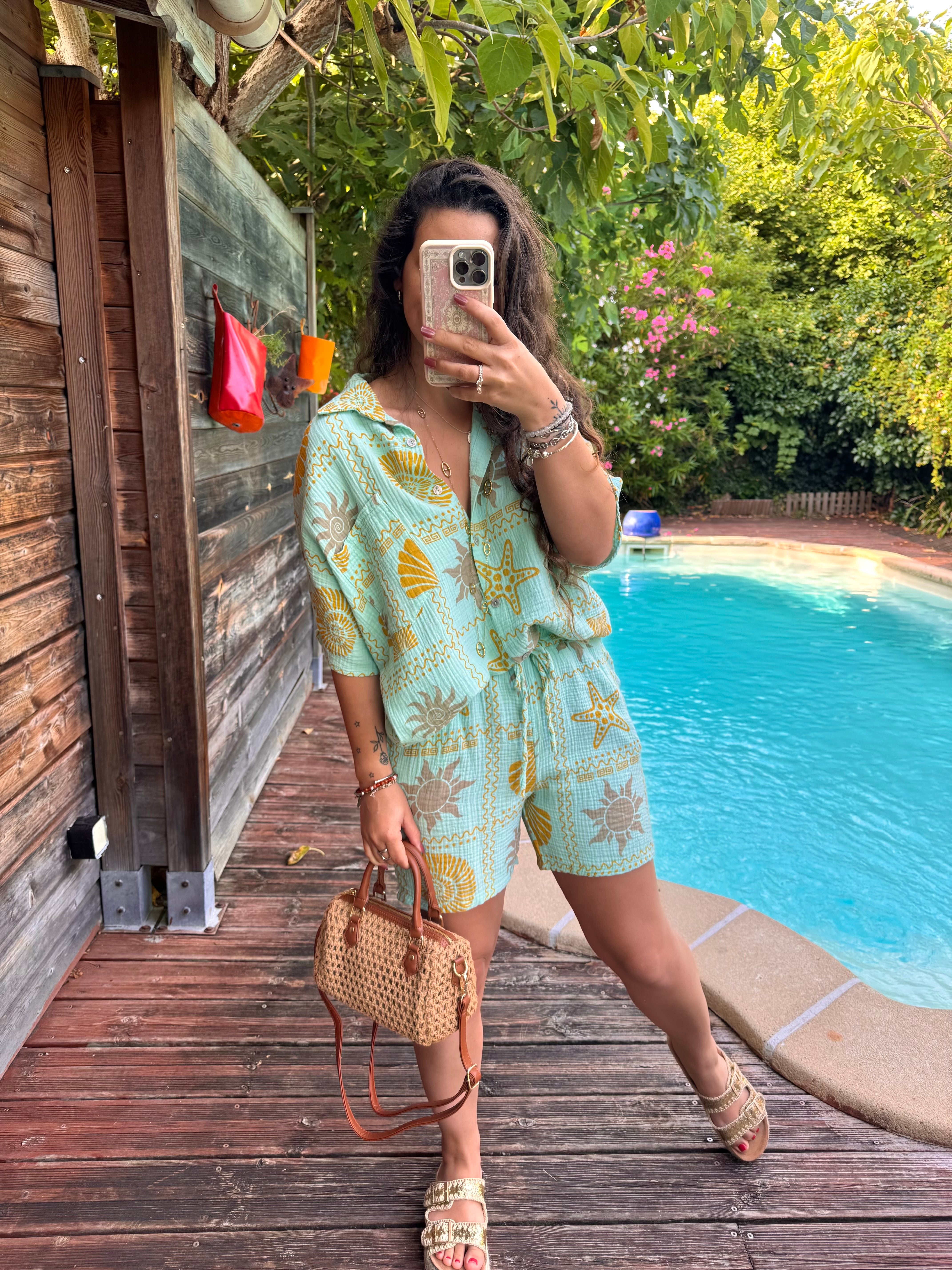 ENSEMBLE COQUILLAGE VERT D’EAU