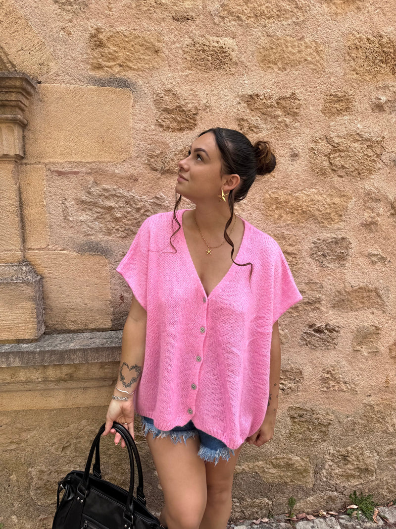 GILET ROSE SANS MANCHE