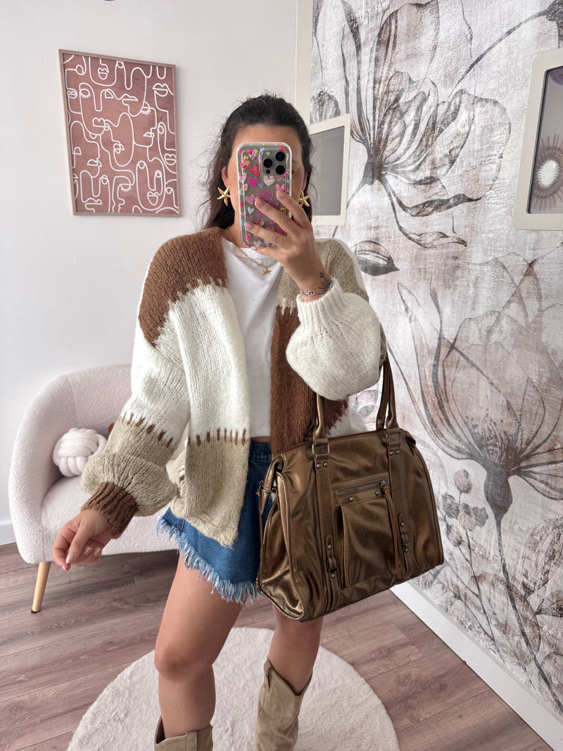 GILET ALMA BEIGE/MARRON