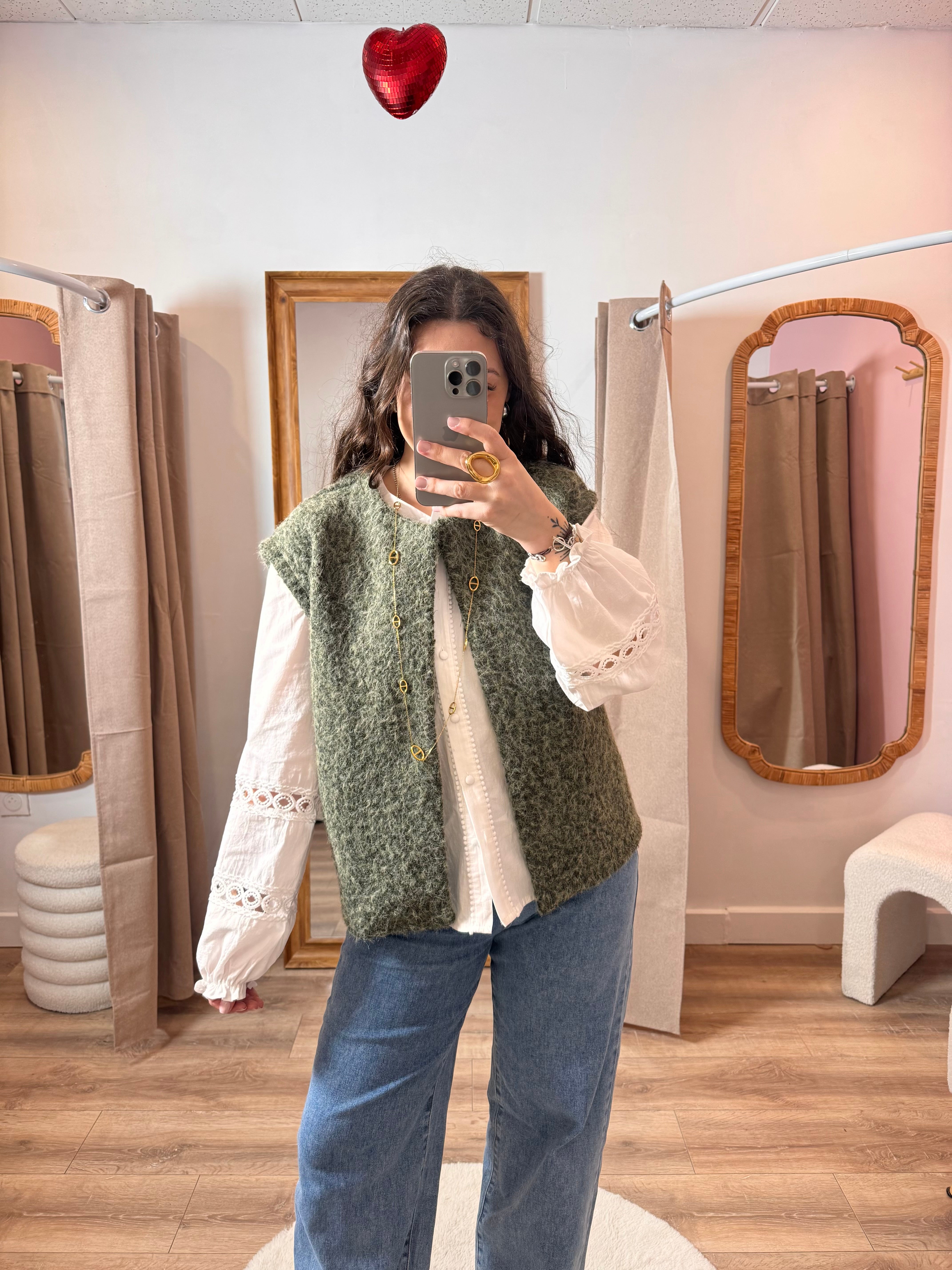 VESTE SANS MANCHE KAKI