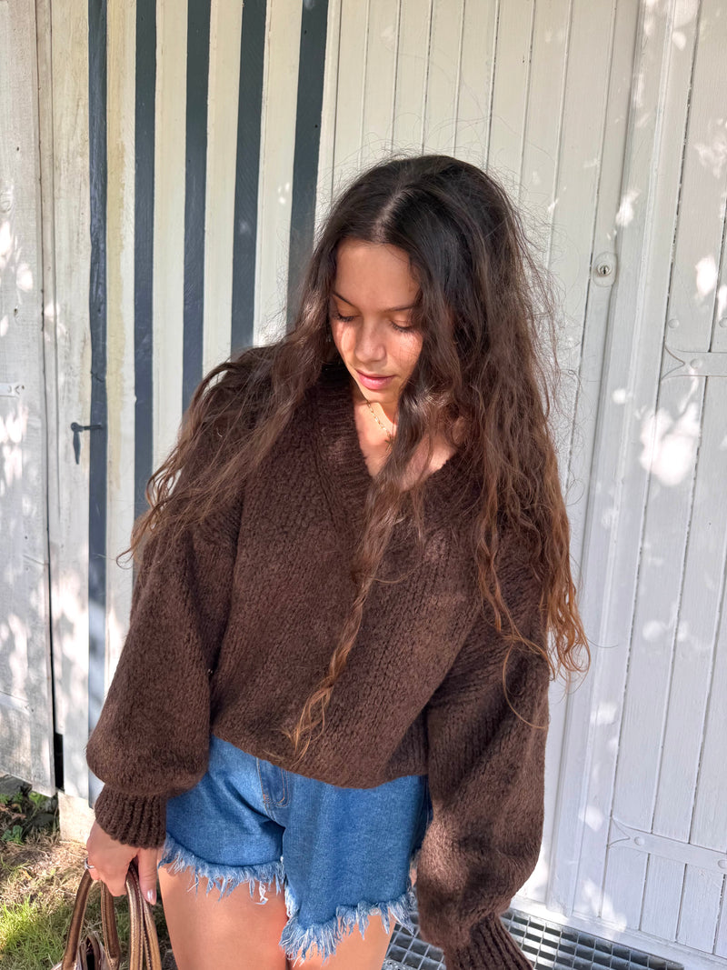 PULL FLUFFY MOHAIR CHOCOLAT ( expédition fin de semaine)