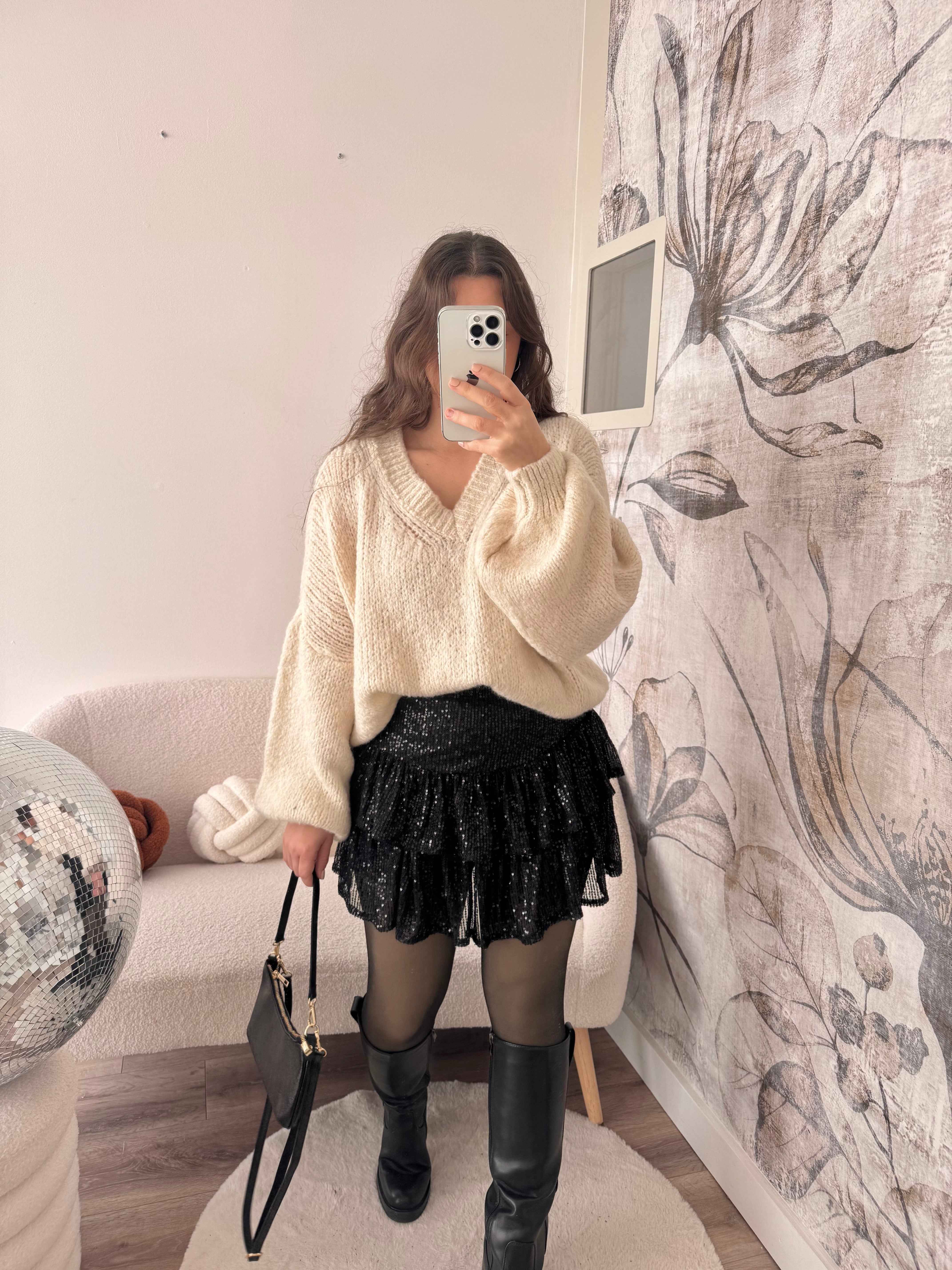 JUPE/SHORT À PAILLETTES NOIRE