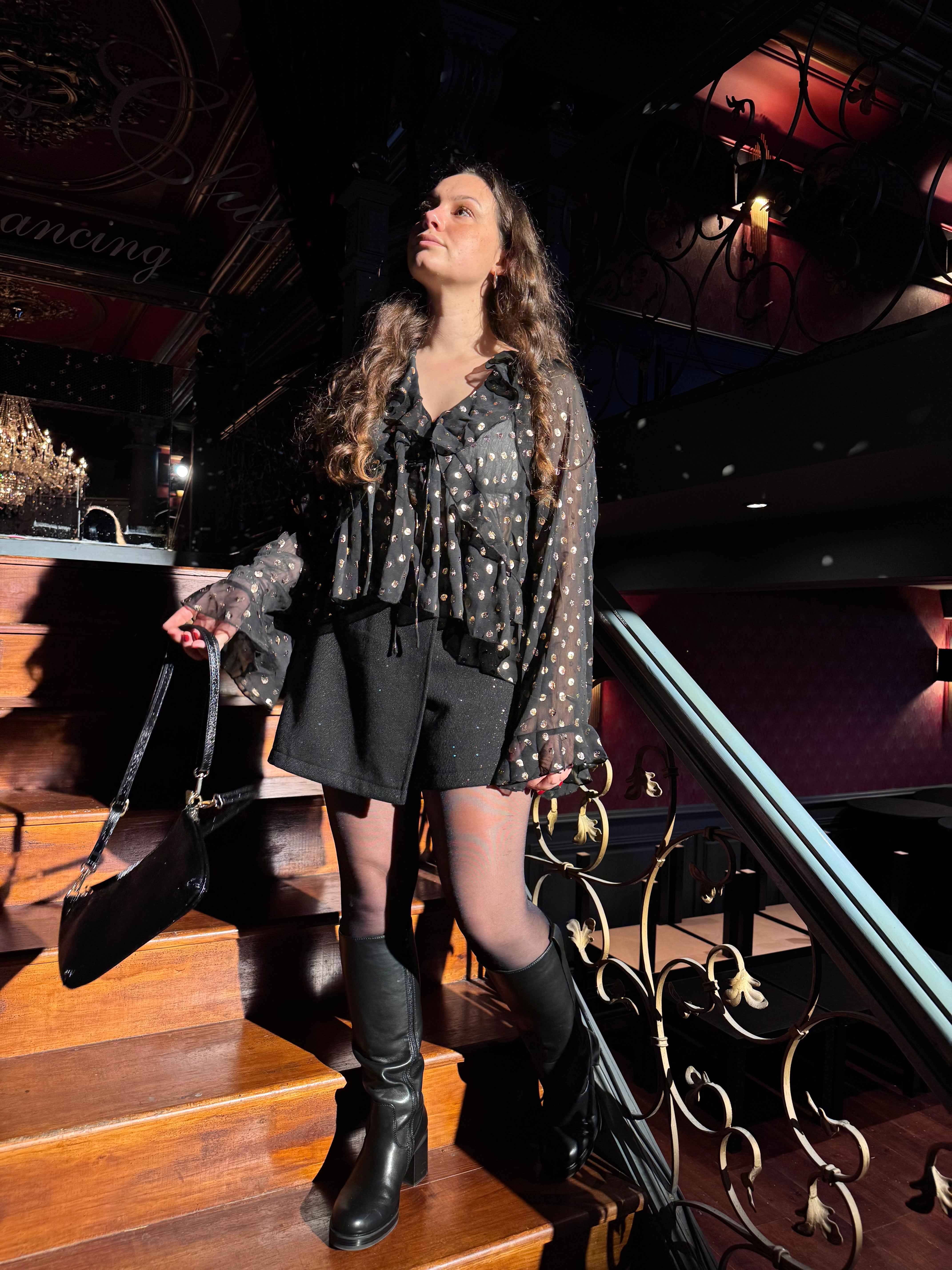 BLOUSE À POIS DORÉ