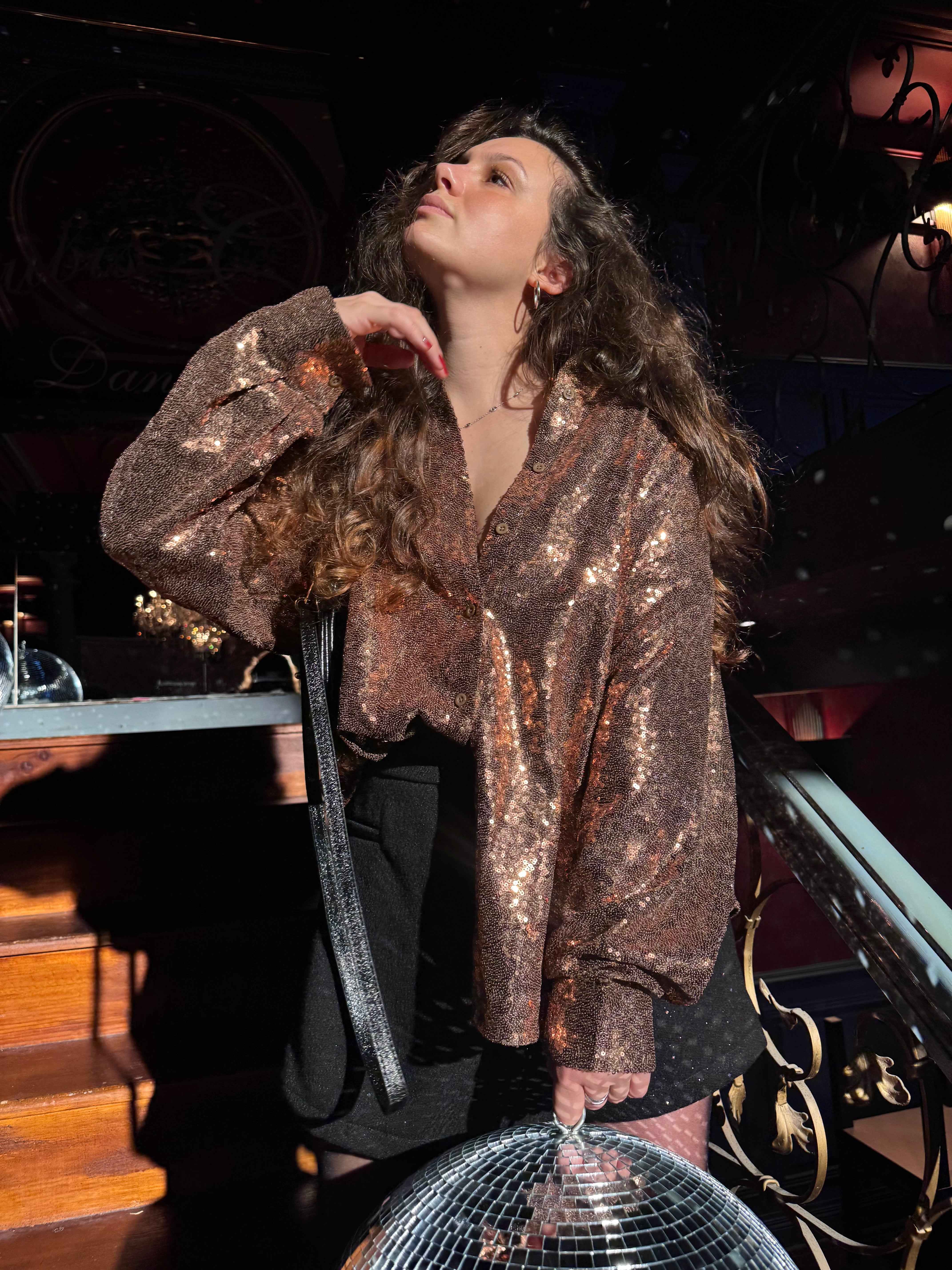 CHEMISE SEQUINS BRONZE