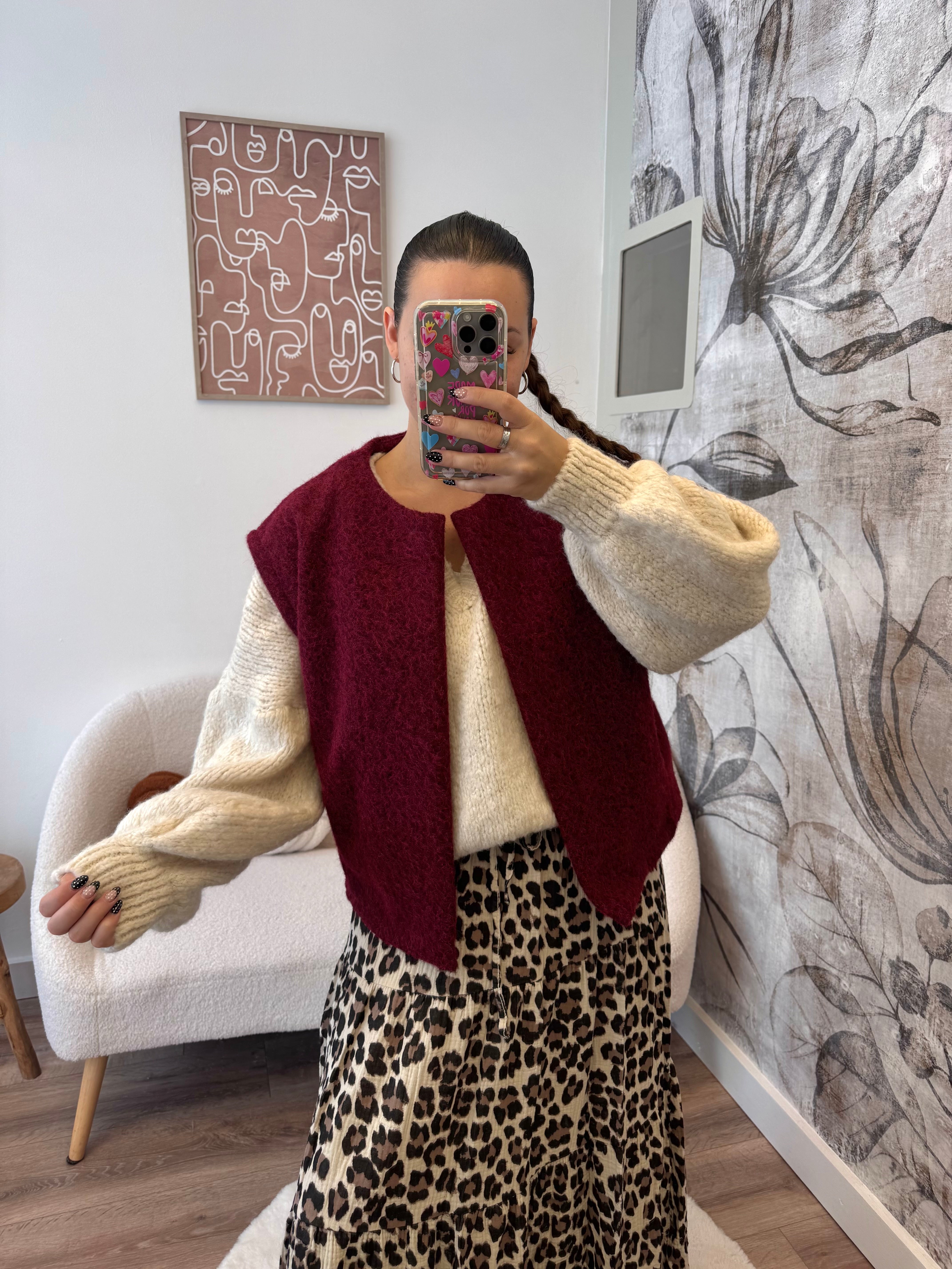 VESTE SANS MANCHE BORDEAUX