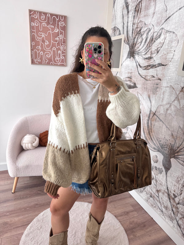 GILET ALMA BEIGE/MARRON