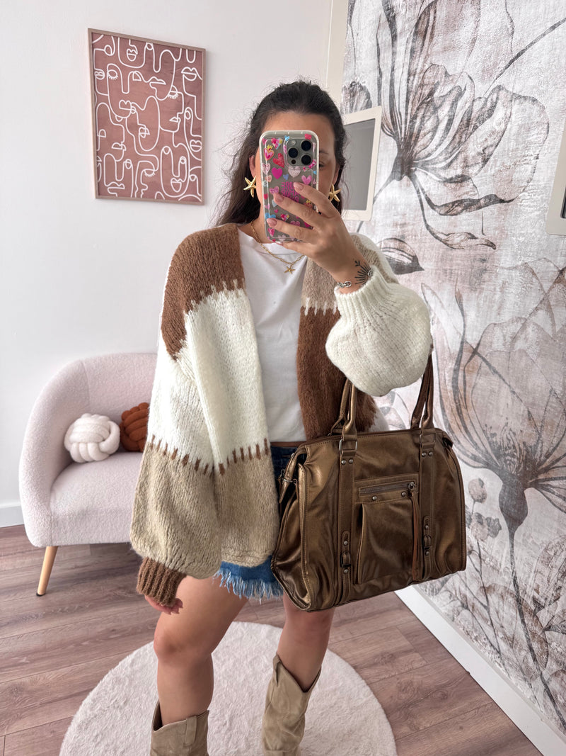 GILET ALMA BEIGE/MARRON