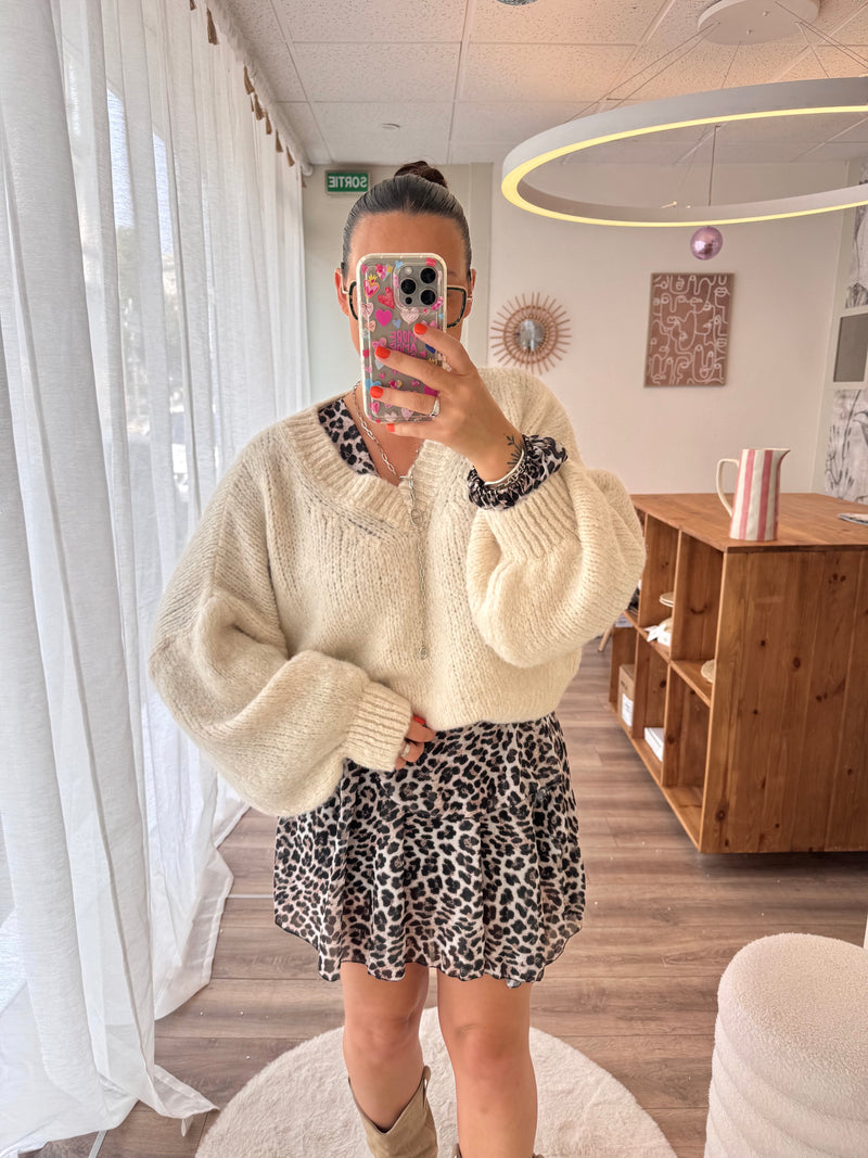 PULL FLUFFY MOHAIR BLANC CRÈME ( expédition fin de semaine )