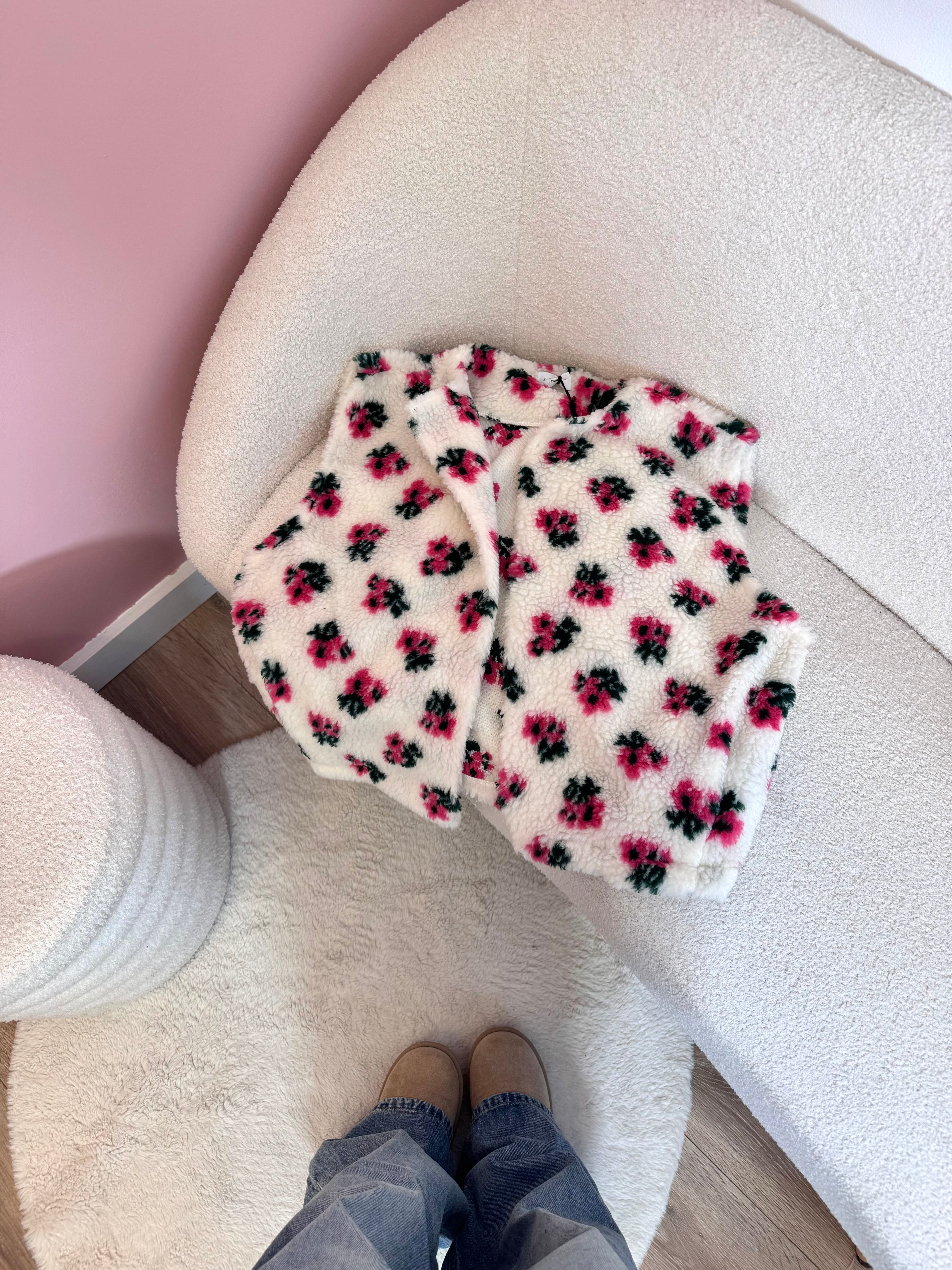 VESTE SANS MANCHE FLEURIE