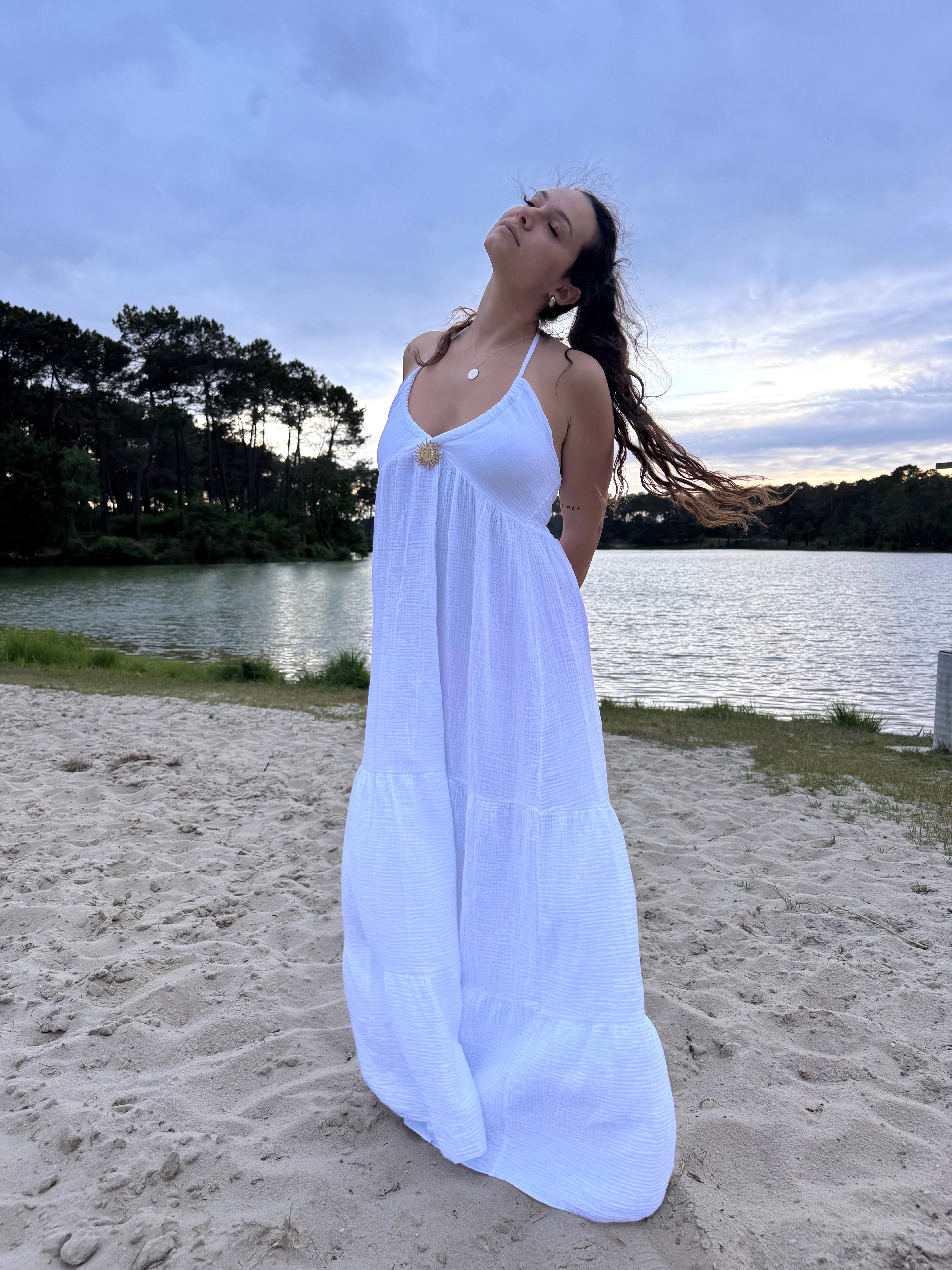ROBE SOLEIL GAZE DE COTON BLANCHE