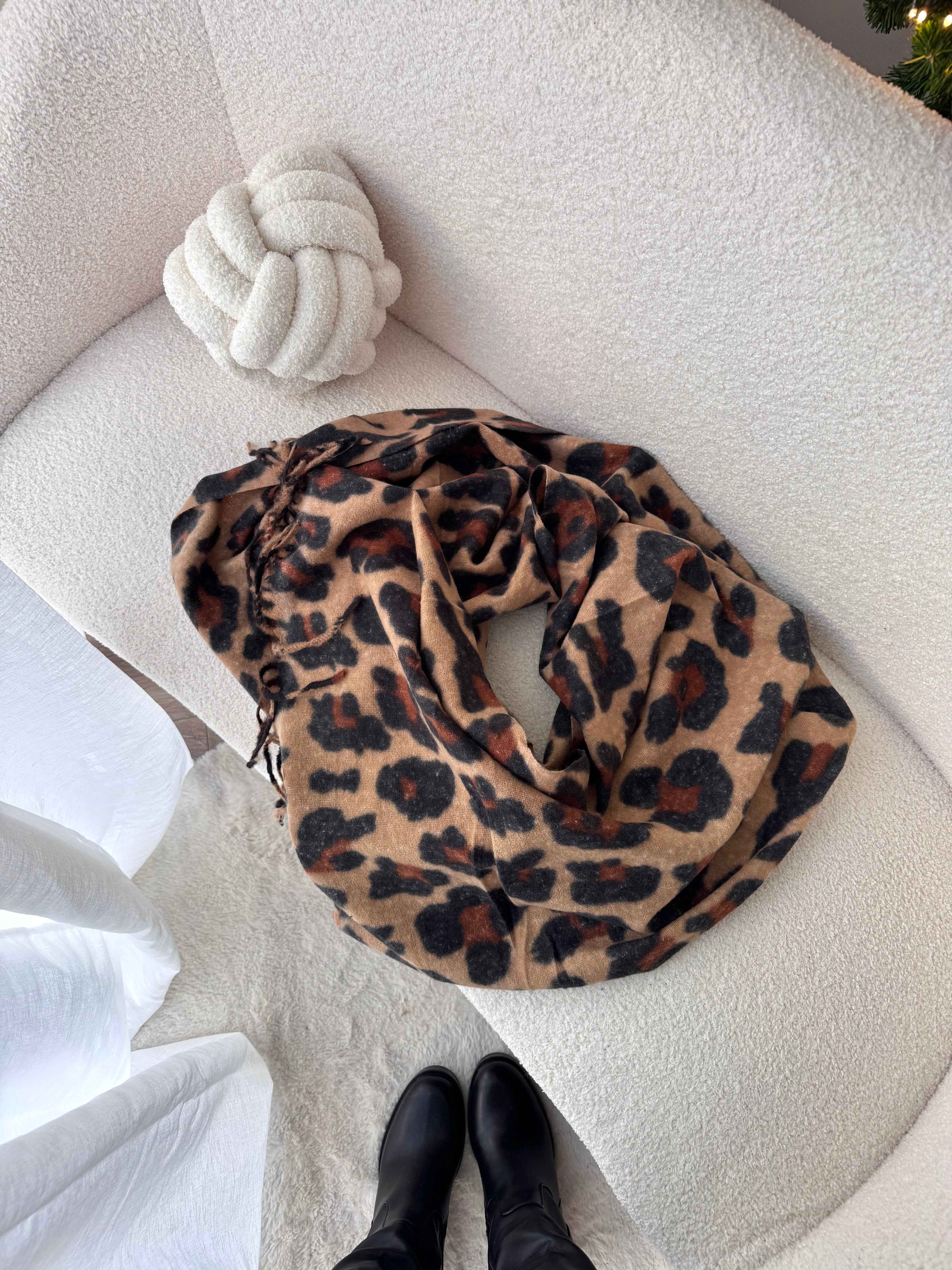 ÉCHARPE XXL LÉOPARD CAMEL