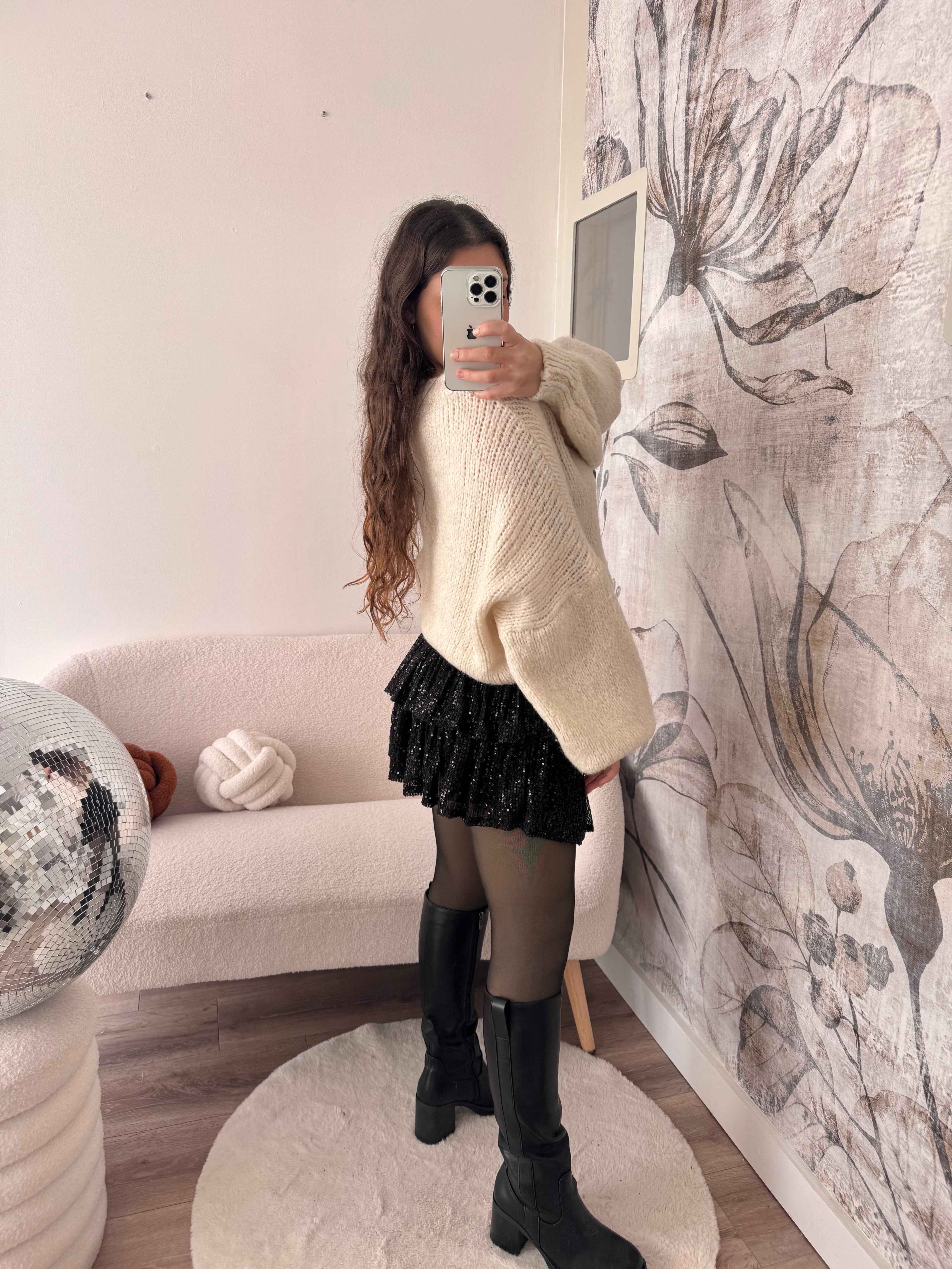 JUPE/SHORT À PAILLETTES NOIRE