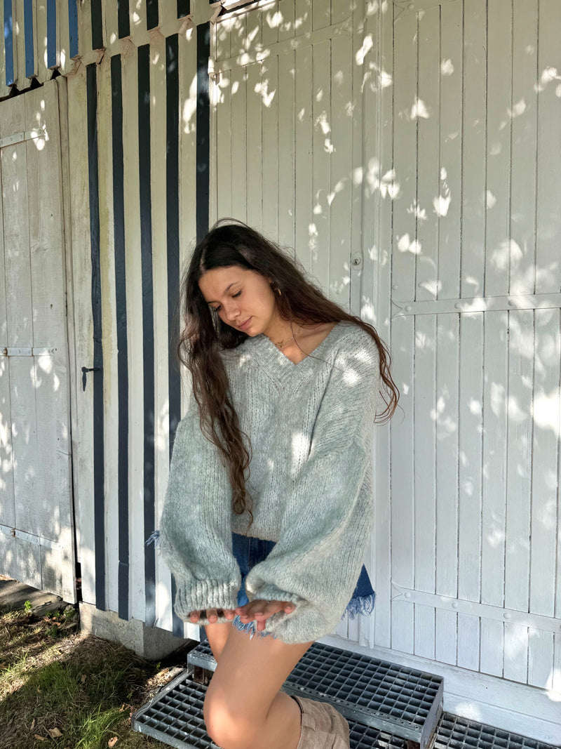 PULL FLUFFY MOHAIR GRIS