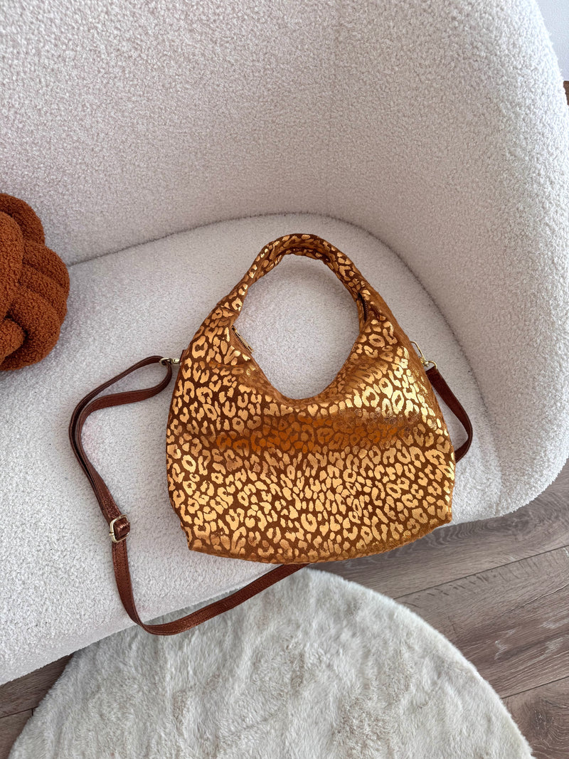 SAC CAMEL LÉOPARD CUIR