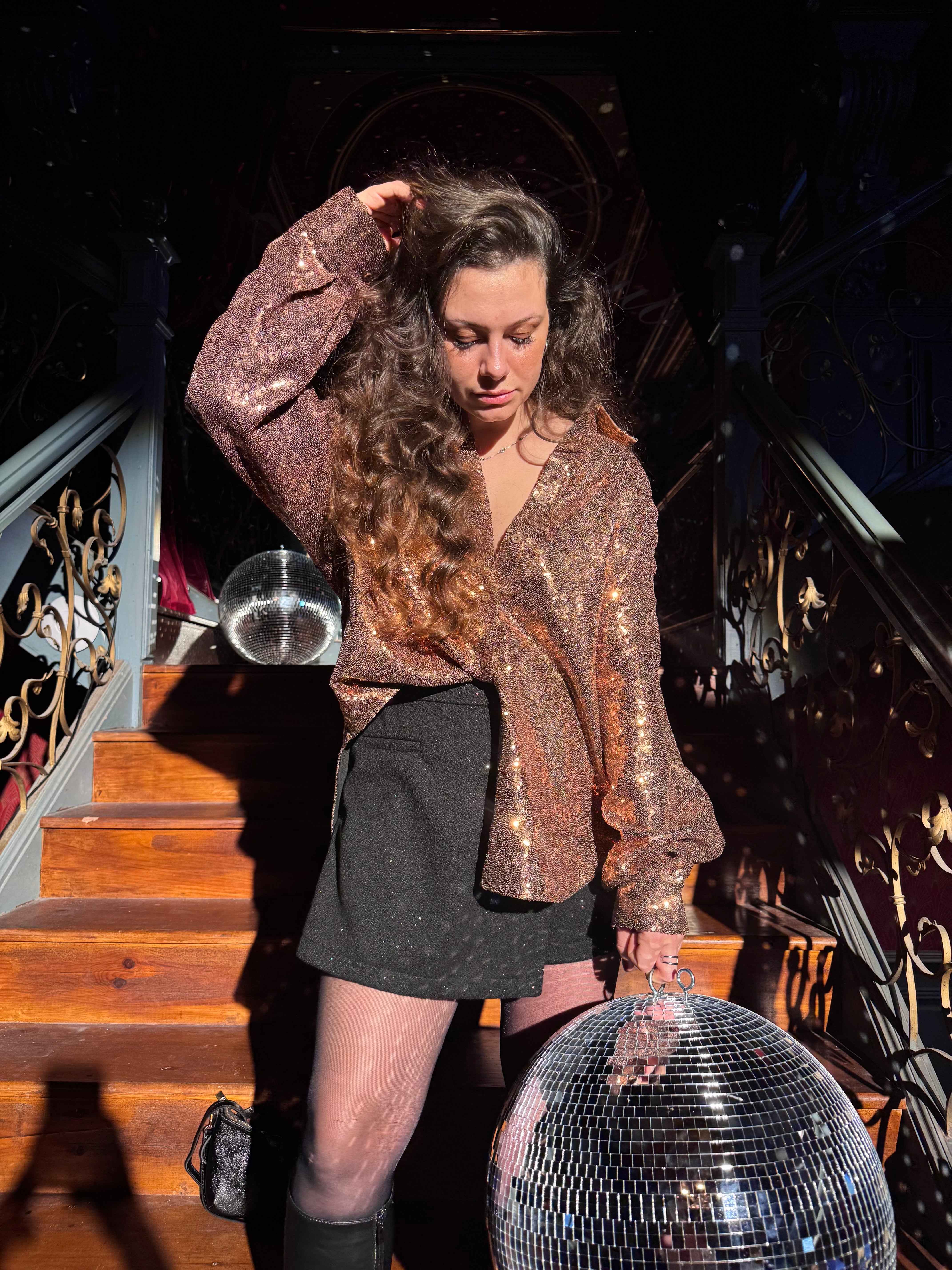 CHEMISE SEQUINS BRONZE