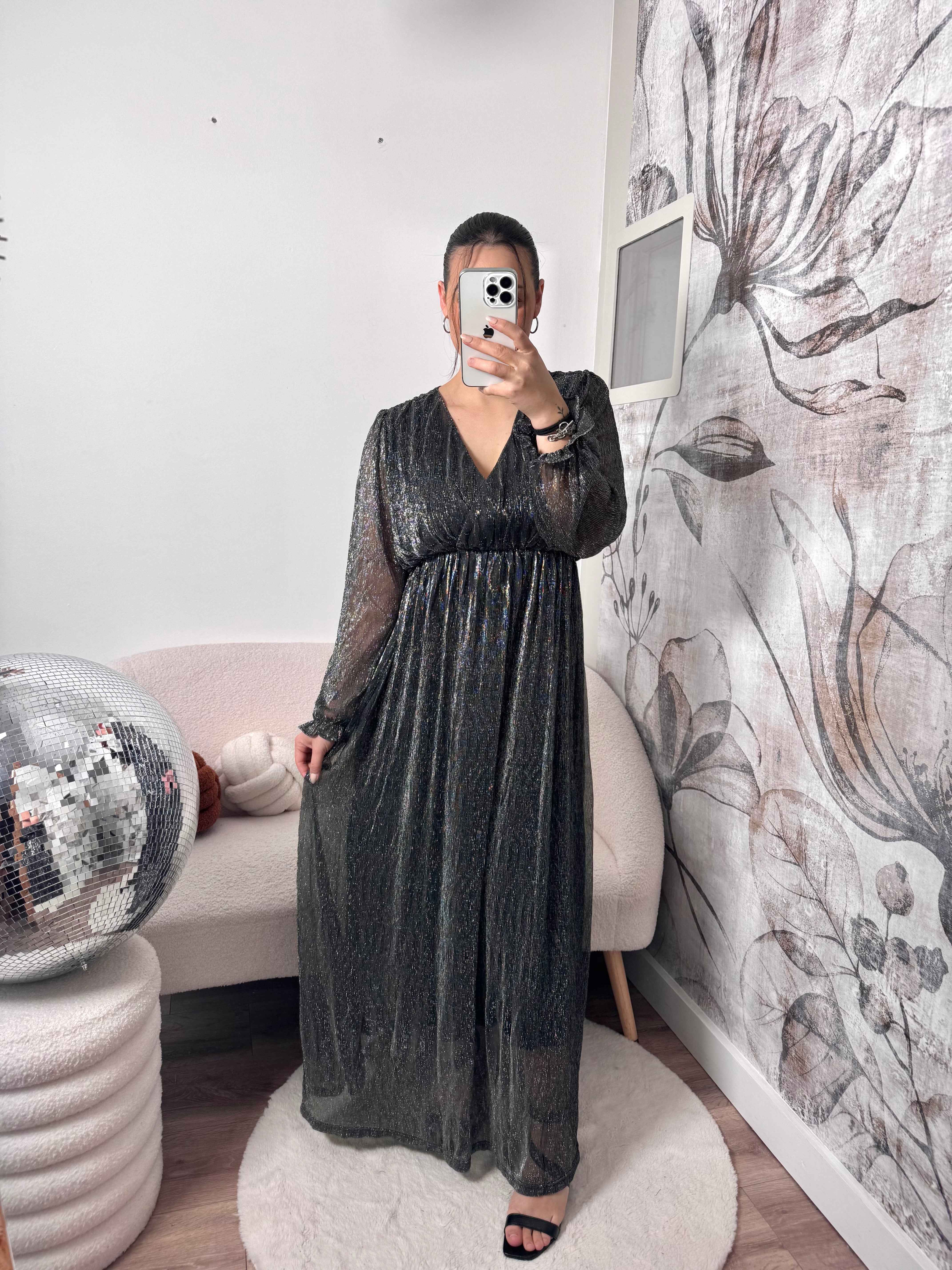 ROBE LONGUE IRISÉE ARGENTÉ