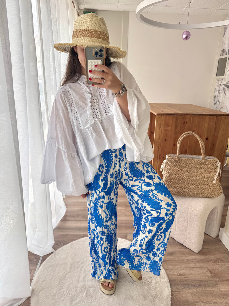 PANTALON PLISSÉ BLEU