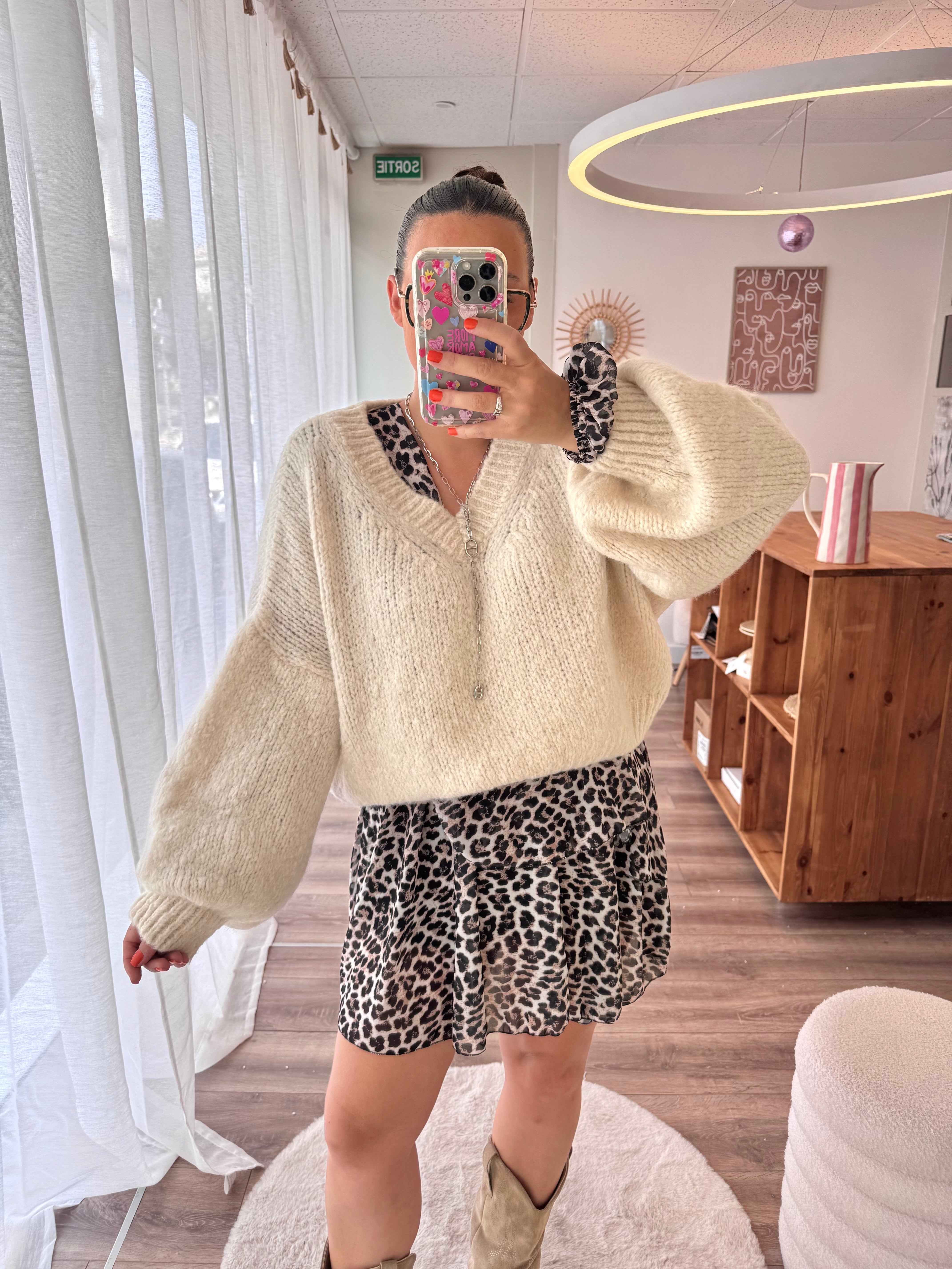 PULL FLUFFY MOHAIR BLANC CRÈME