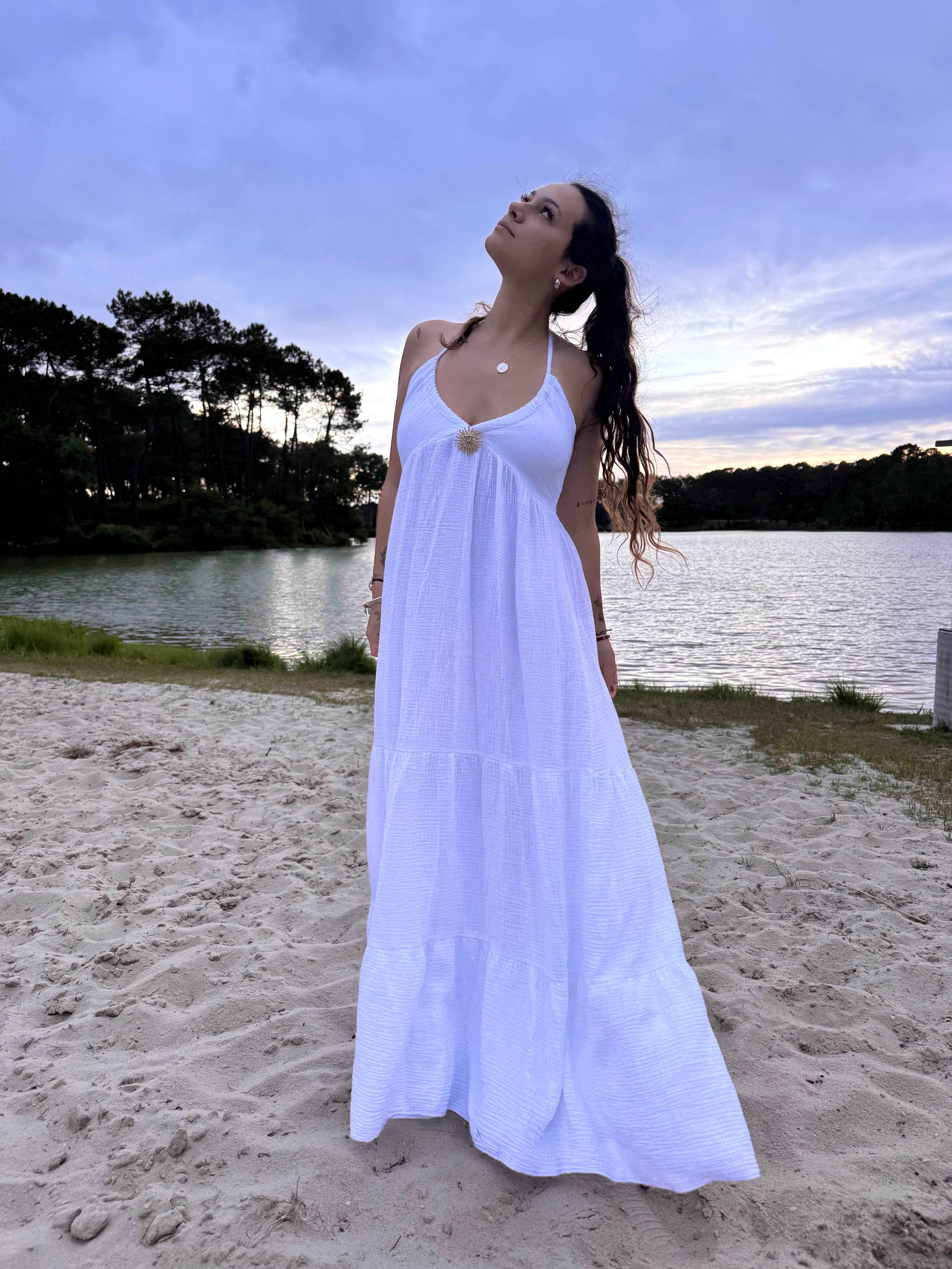 ROBE SOLEIL GAZE DE COTON BLANCHE