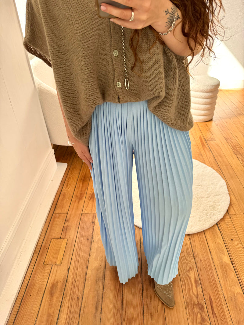 PANTALON AMPLE BLEU CIEL