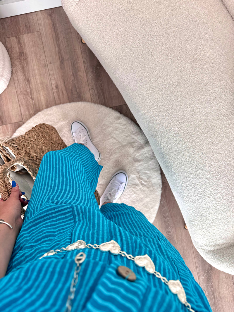 COMBINAISON COTON LÉA BLEU TURQUOISE