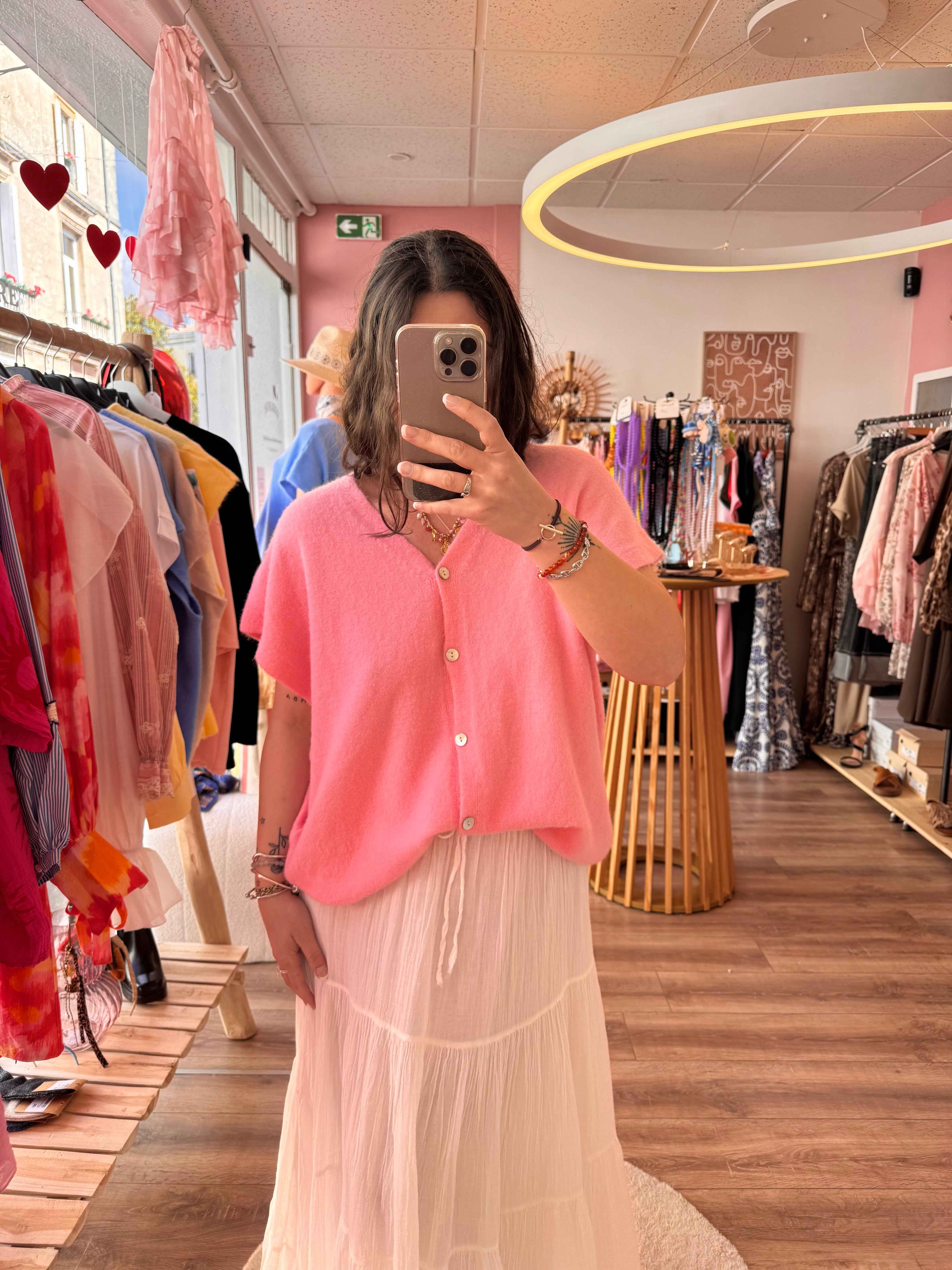 GILET SANS MANCHE ROSE
