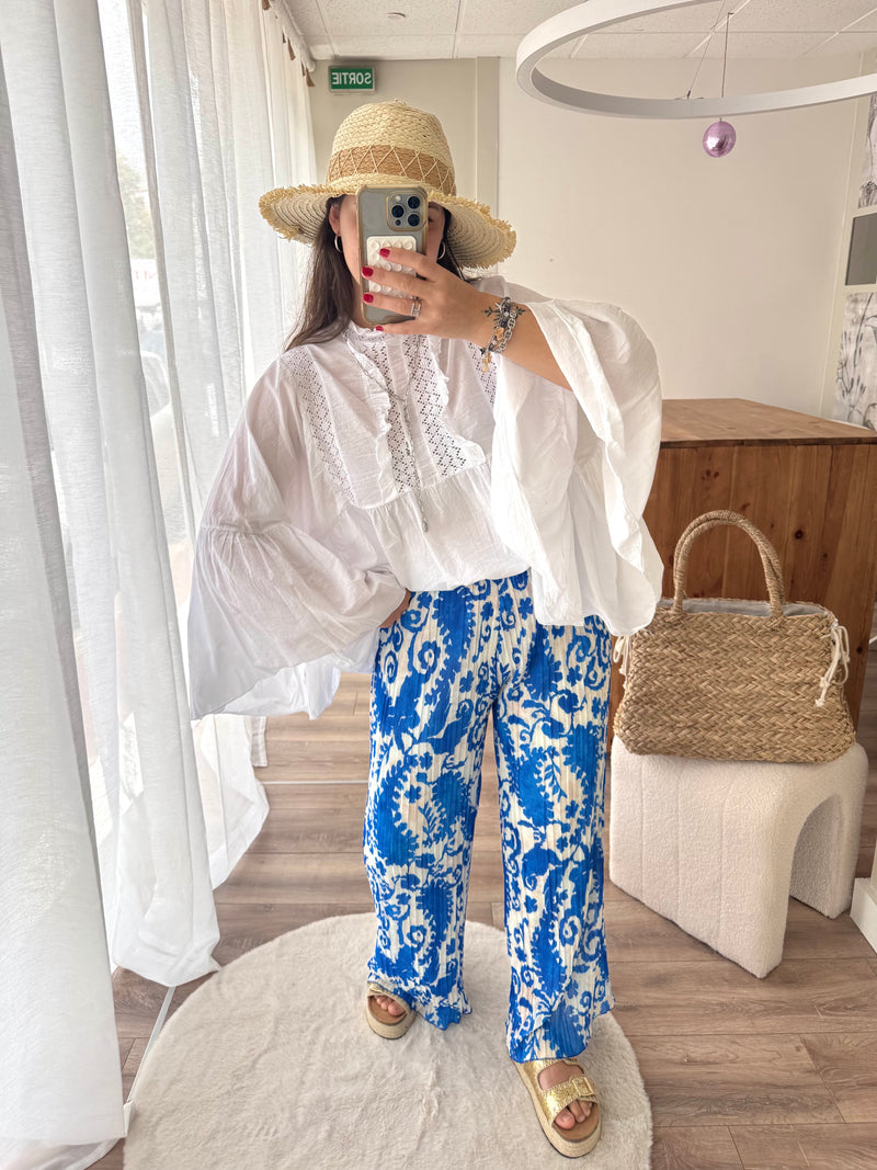 PANTALON PLISSÉ BLEU