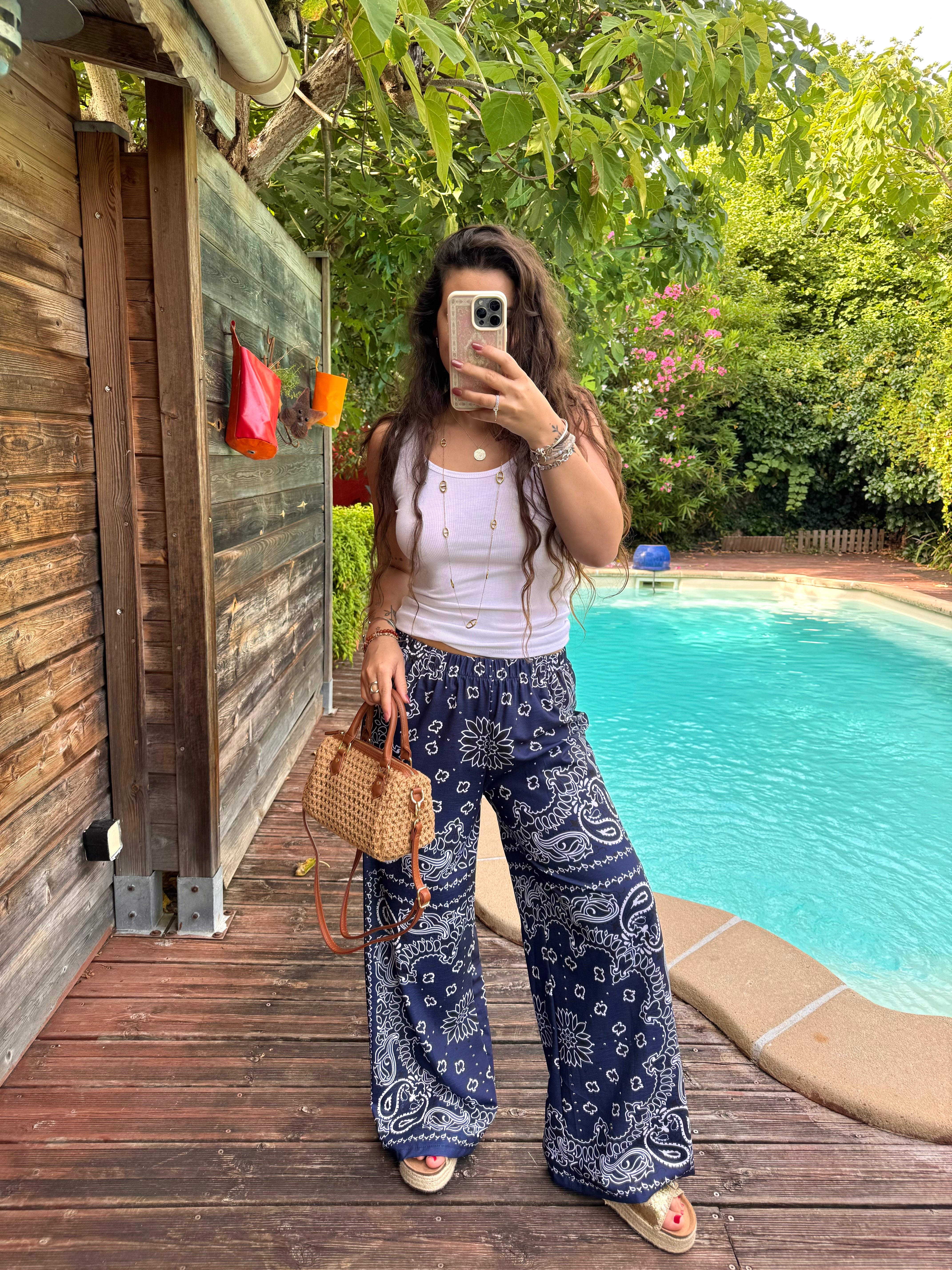 PANTALON BANDANA BLEU MARINE