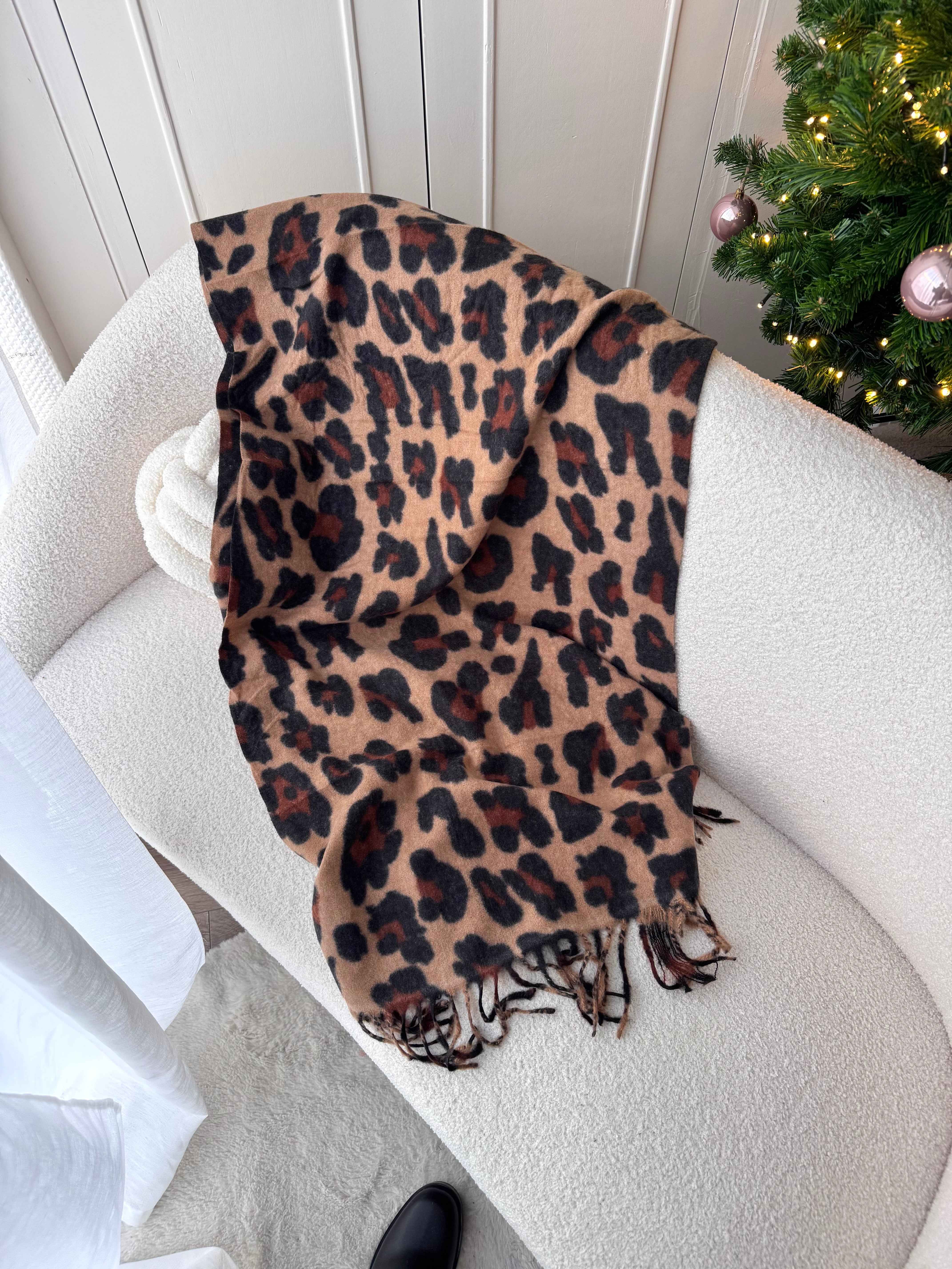 ÉCHARPE XXL LÉOPARD CAMEL