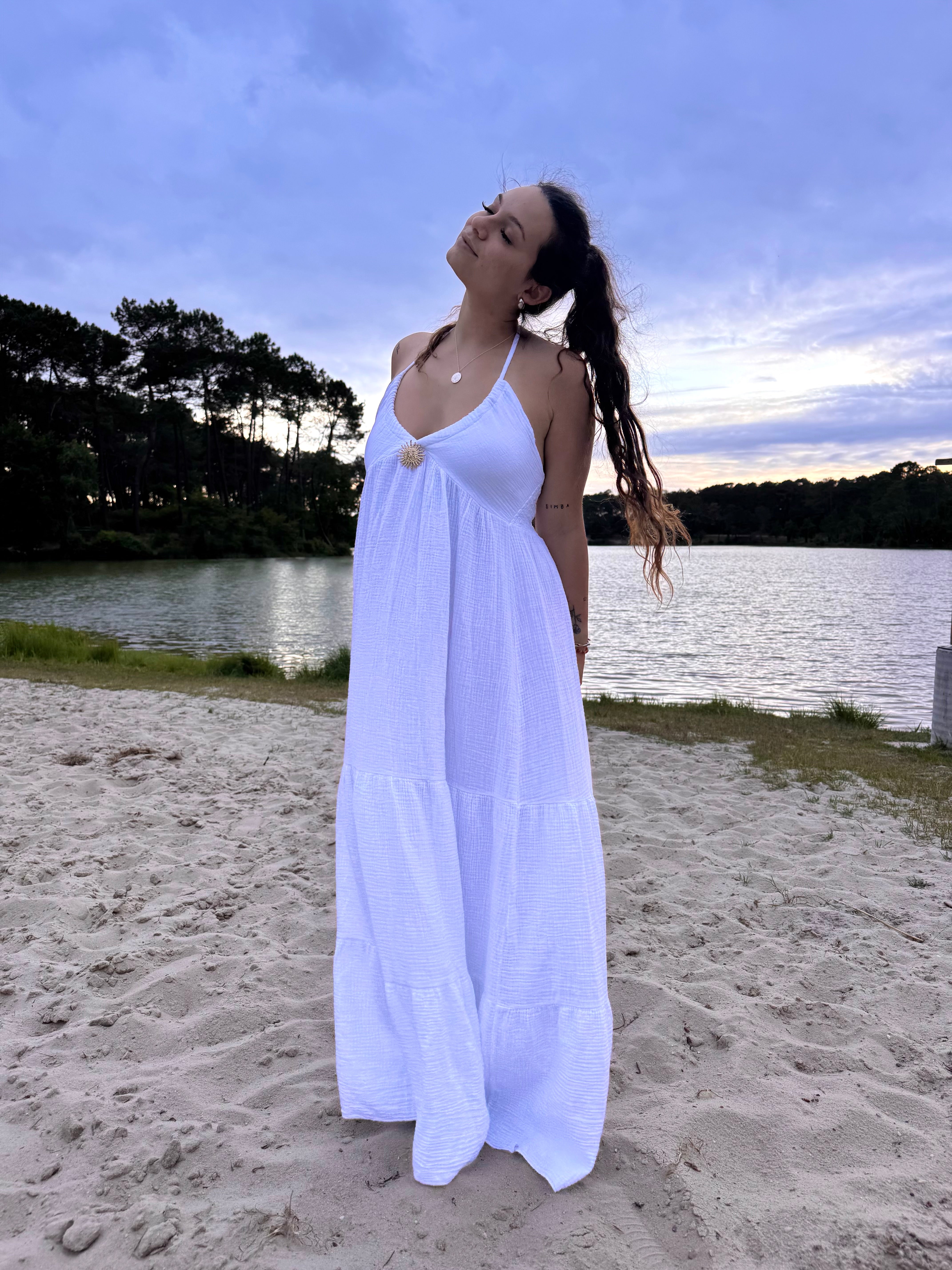 ROBE SOLEIL GAZE DE COTON BLANCHE